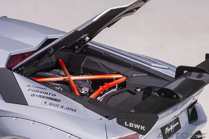 AUTOart 1:18 Liberty Walk Lamborghini Aventador Limited Edition in Matte Metallic Silver - Image 6
