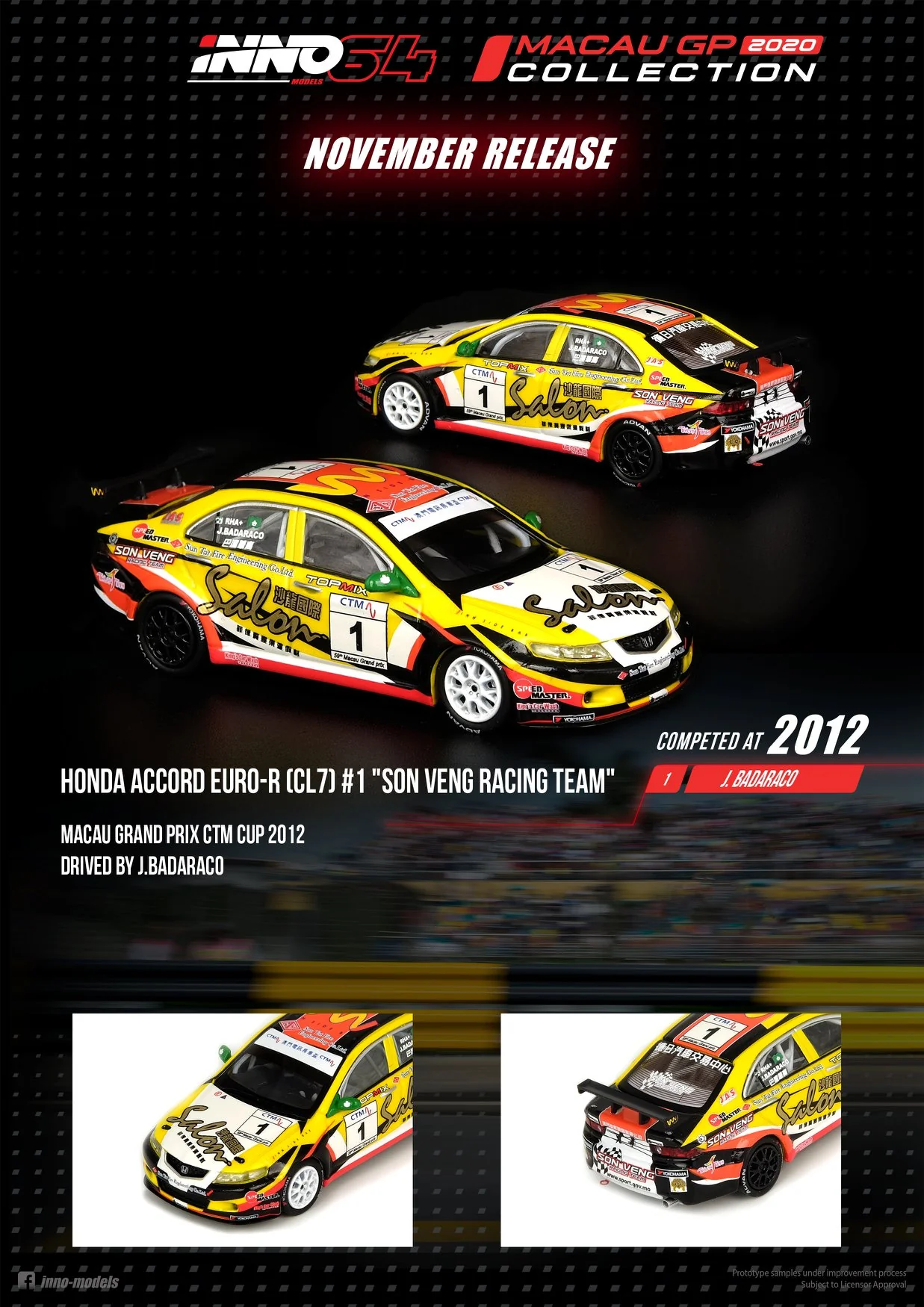 INNO Models 1:64 Honda Accord Euro-R #1 MGP 2012 - Image 3