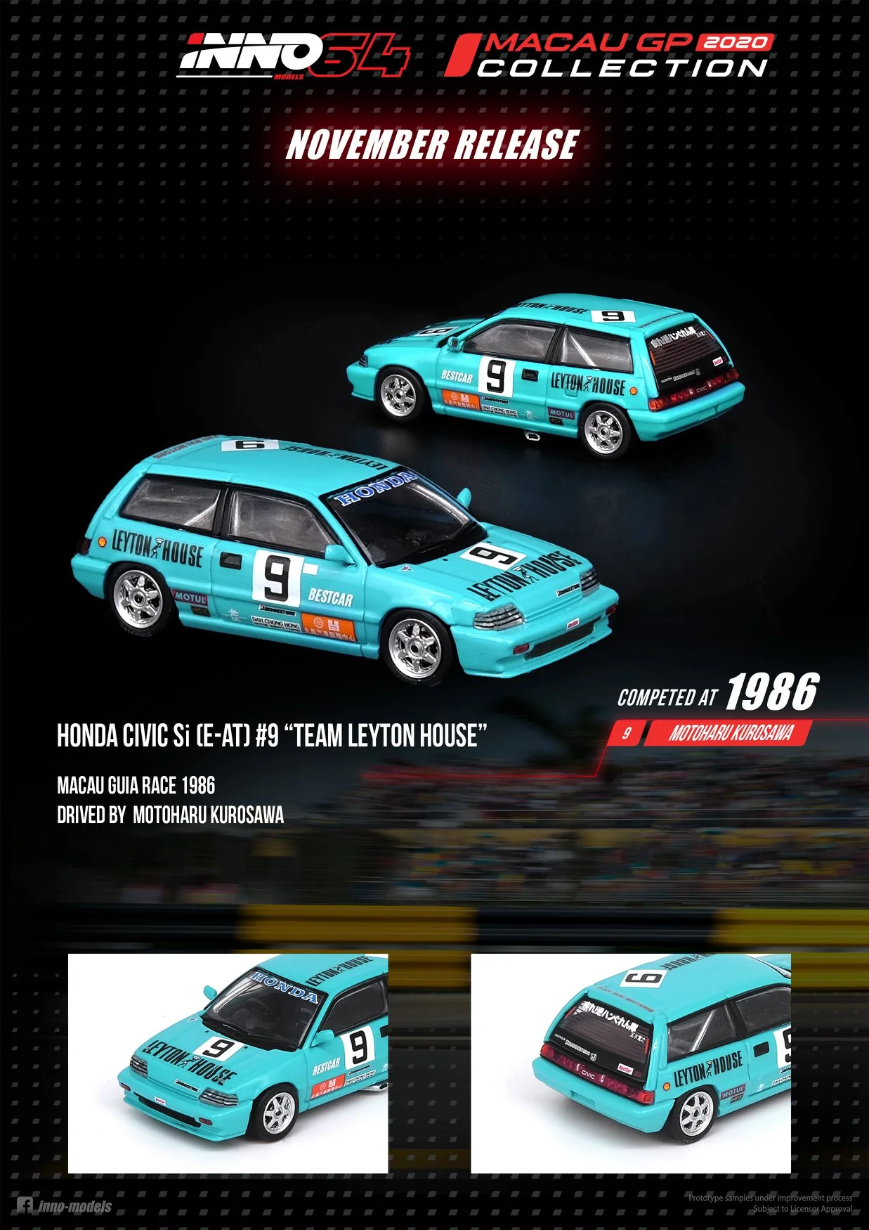INNO Models 1:64 Honda Civic E-AT #9 "Team Leyton House" MGP - Image 3