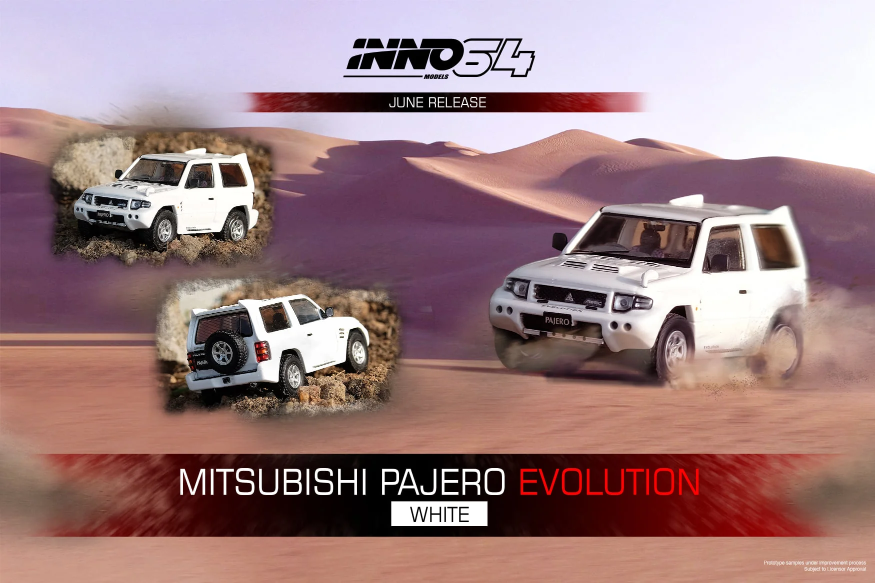 INNO Models 1:64 Mitsubishi Pajero in White with Extra Wheel Set - Image 2