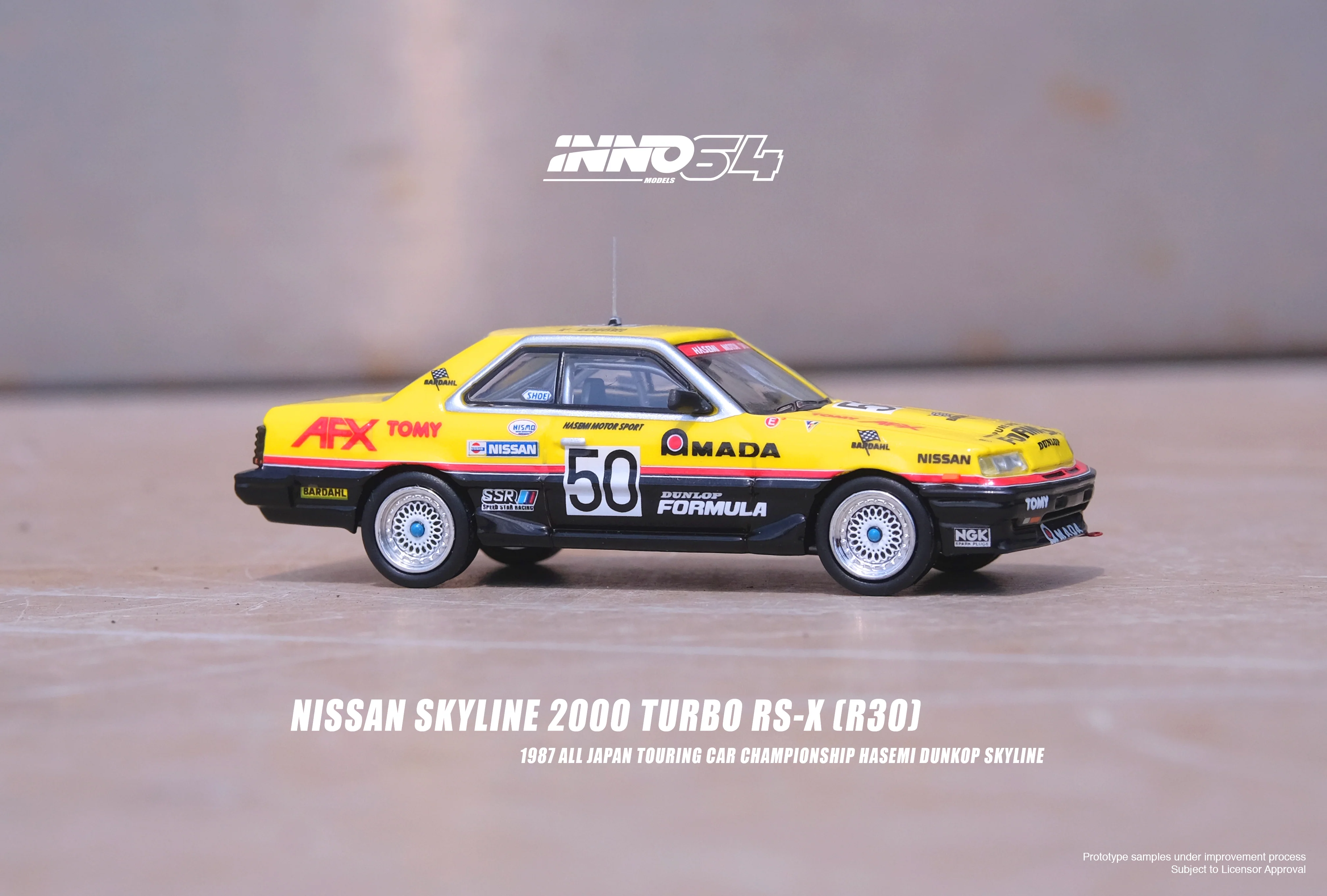 INNO64 1:64 Nissan Skyline 2000 Turbo RS-X (DR30) #50 "HASEMI MOTORSPORTS DUNLOP" JTCC 1987 - Image 3