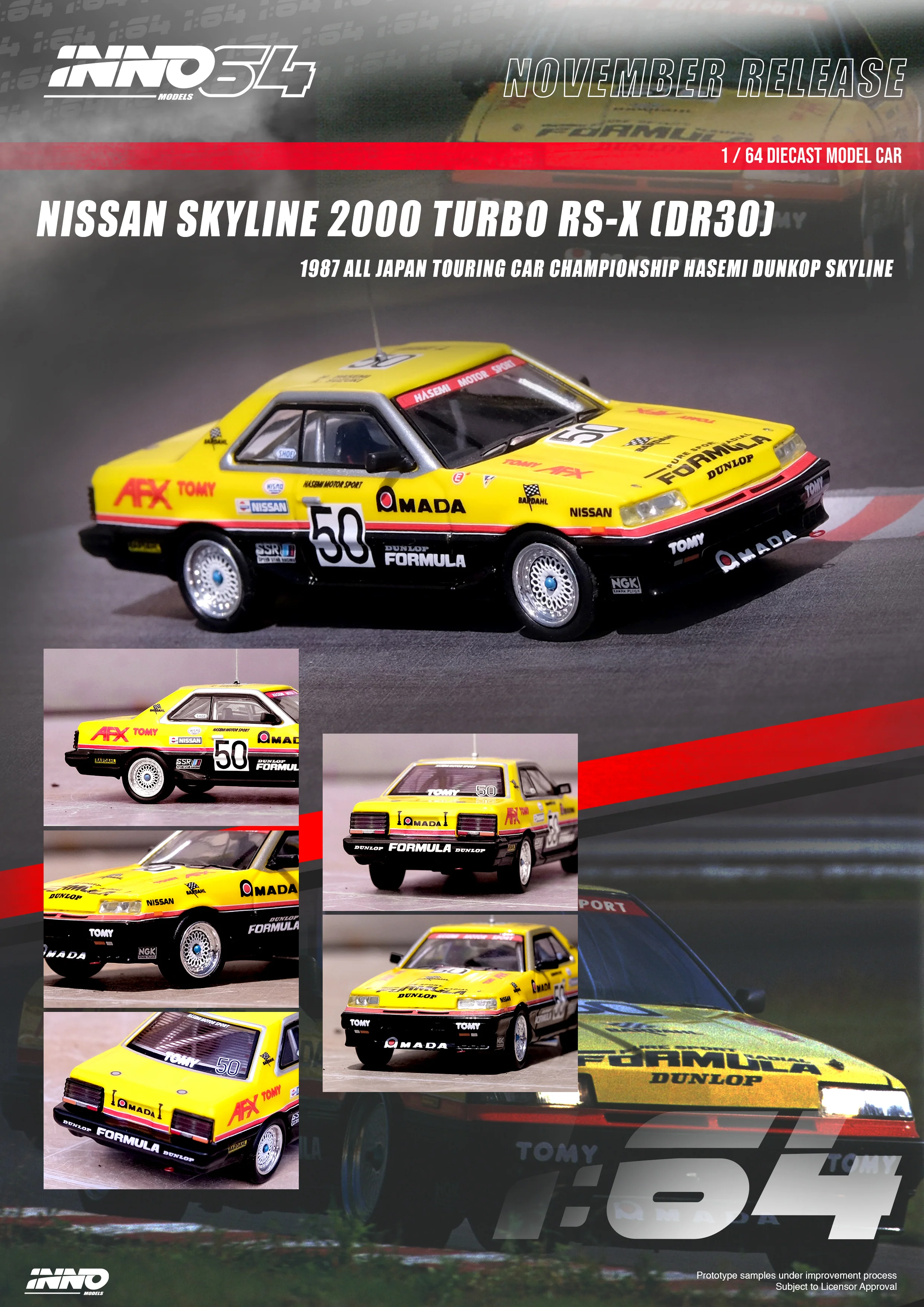 INNO64 1:64 Nissan Skyline 2000 Turbo RS-X (DR30) #50 "HASEMI MOTORSPORTS DUNLOP" JTCC 1987 - Image 4