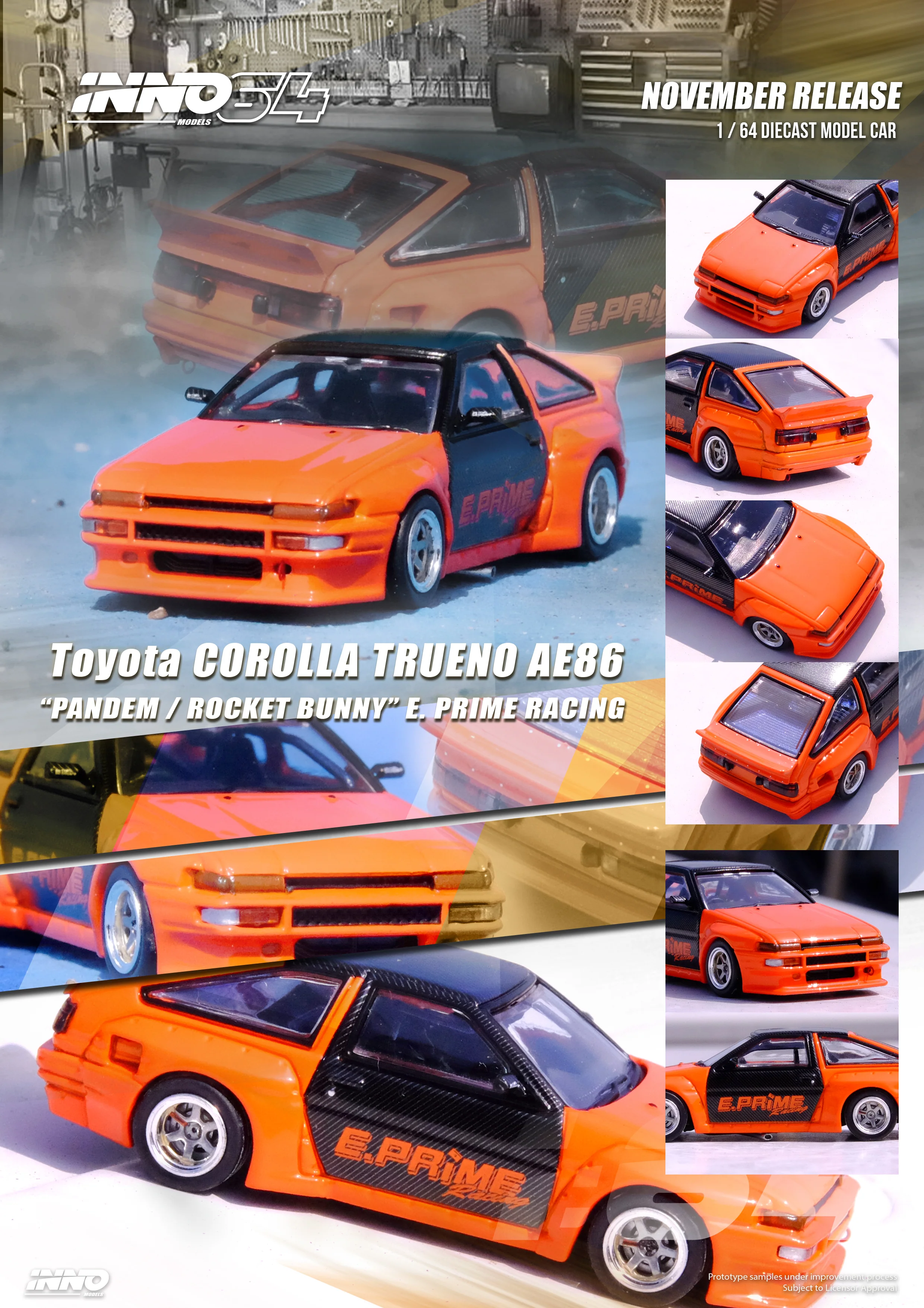INNO64 1/64 Toyota Corolla Trueno AE86 "Pandem / Rocket Bunny" E. Prime Racing - Image 6