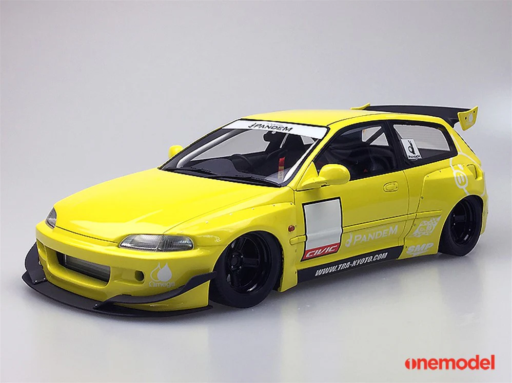 One Model 1:18 Honda Civic EG6 Rocket Bunny Yellow