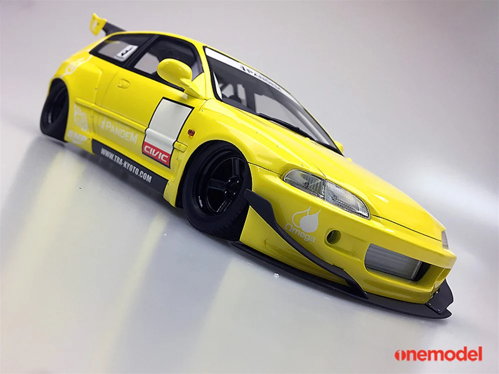 One Model 1:18 Honda Civic EG6 Rocket Bunny Yellow - Image 4