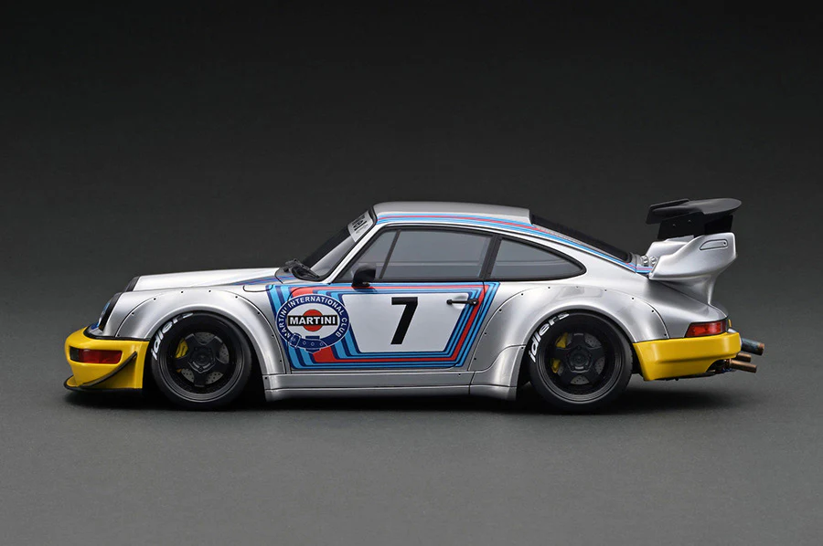 Ignition Model 1:18 Porsche 964 RWB in Silver / Yellow With Engine Display - Image 3