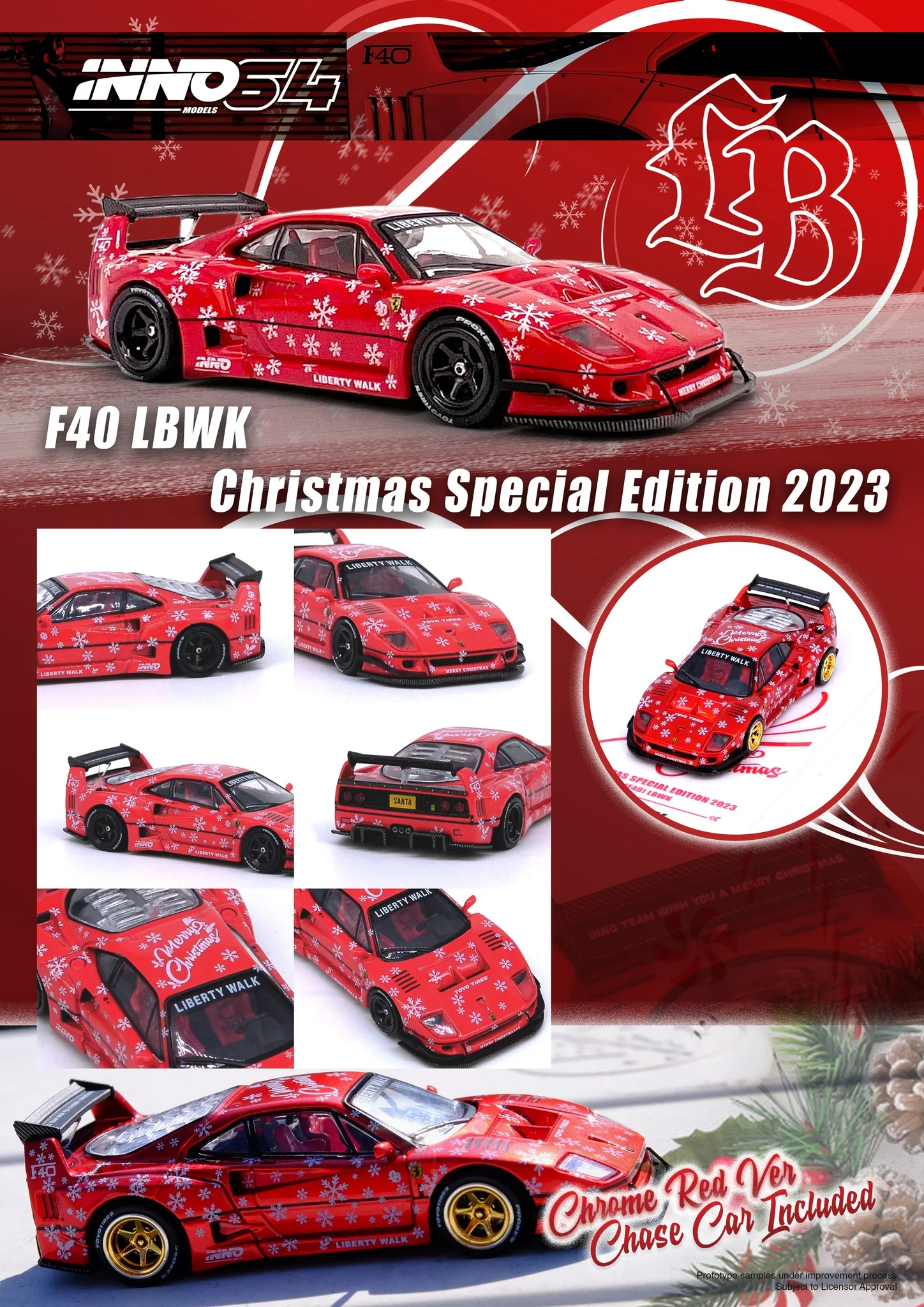 INNO64 1/64 Ferrari F40 Liberty Walk 2023 Christmas Edition - Image 5