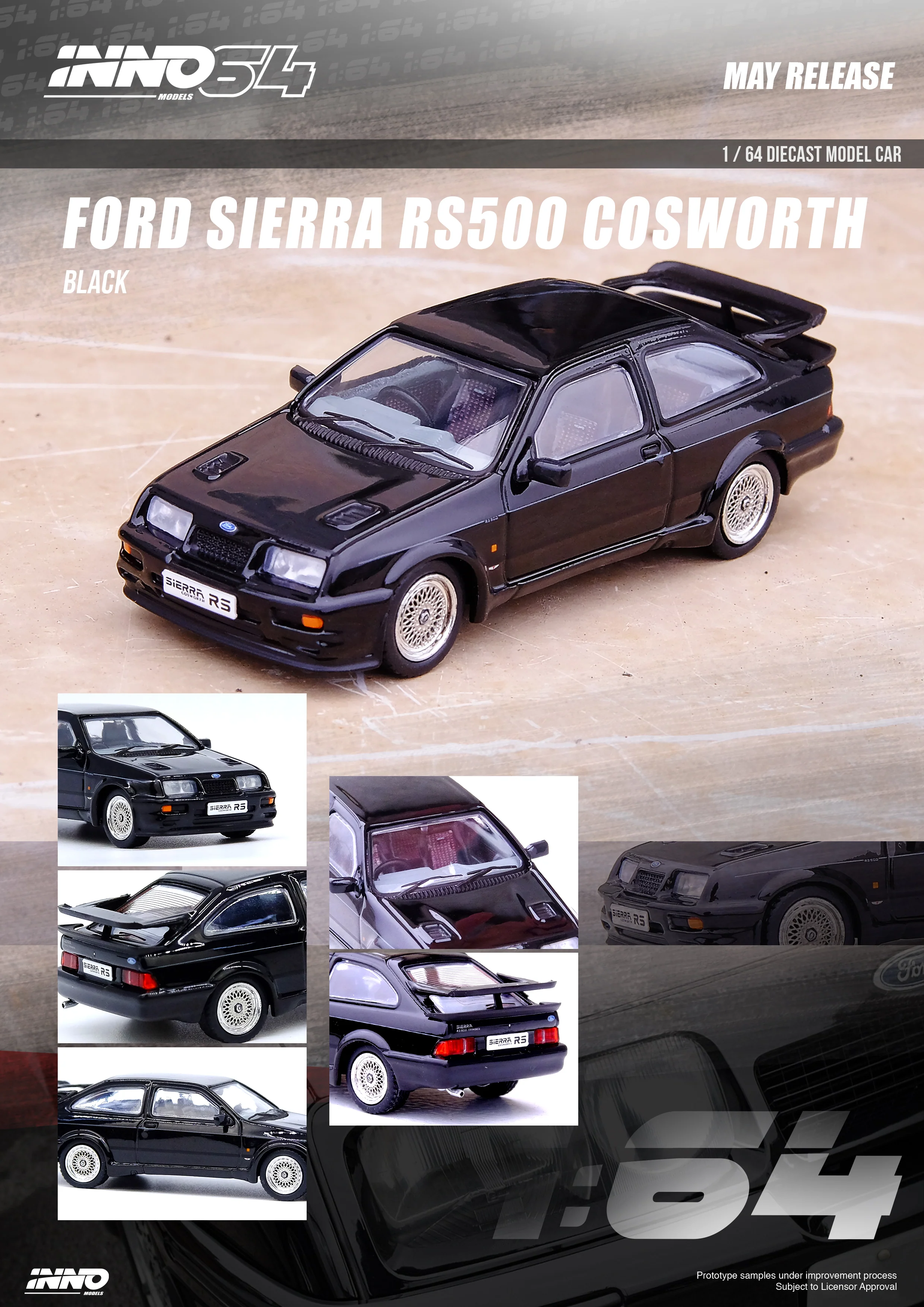 INNO64 1:64 Ford Sierra RS500 Cosworth in Black - Image 3
