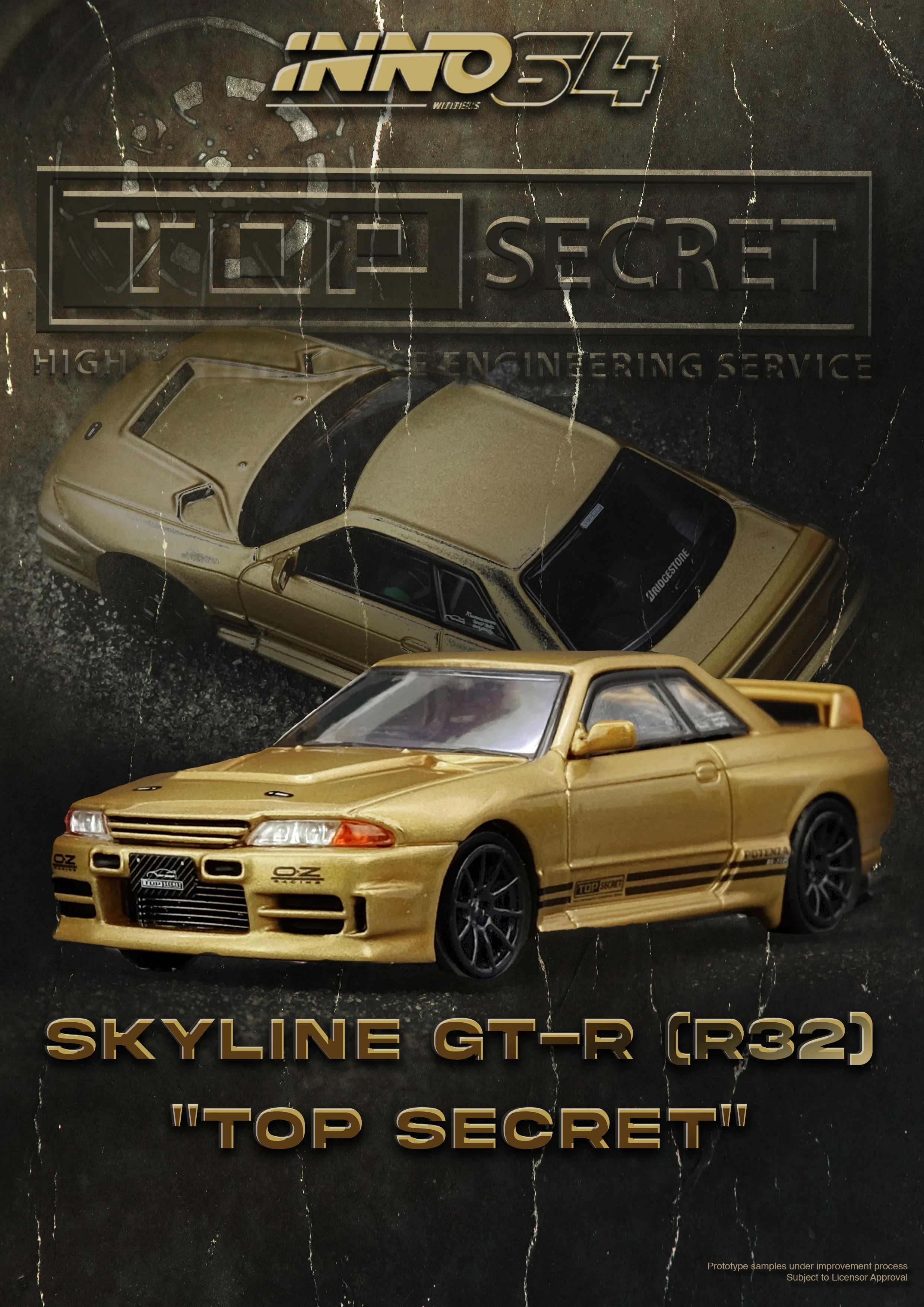 INNO64 1:64 Nissan Skyline GT-R (BNR32) TOP SECRET in Gold - Image 3