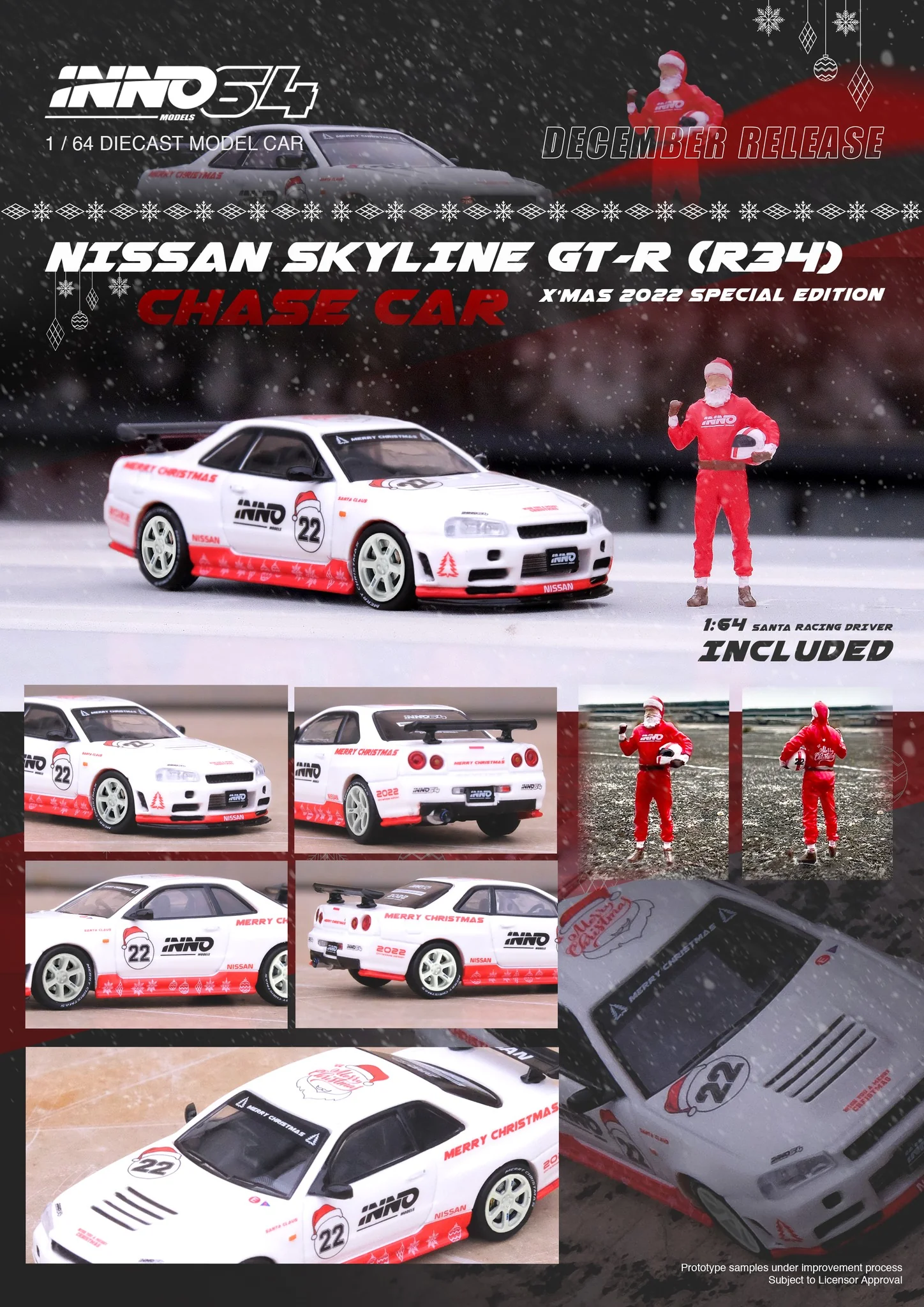 INNO64 1:64 Nissan Skyline GT-R (R34) R-Tune 2022 X'Mas 2022 Special Edition - Image 2