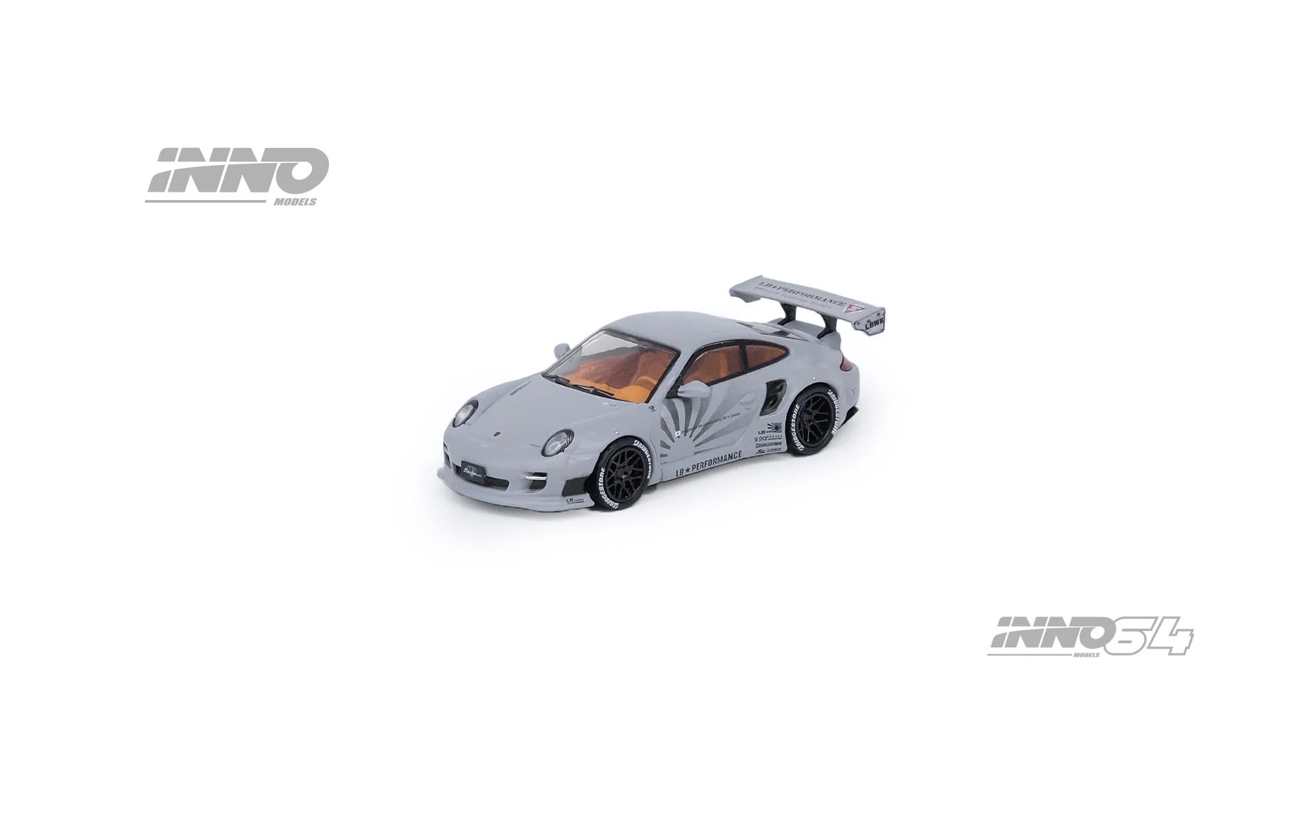 INNO64 1:64 Porsche 997 Liberty Walk in Matte Grey - Image 2
