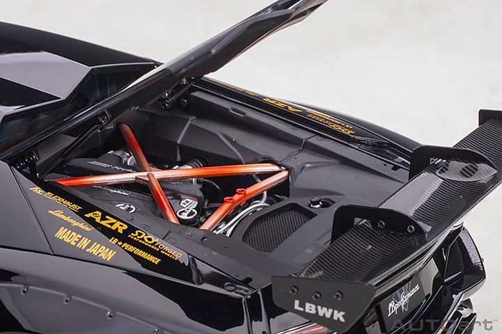 AUTOart 1:18 Liberty Walk Lamborghini Aventador Limited Edition in Gloss Black with Gold Accents - Image 5