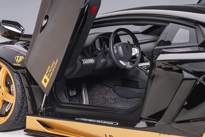 AUTOart 1:18 Liberty Walk Lamborghini Aventador Limited Edition in Gloss Black with Gold Accents - Image 6