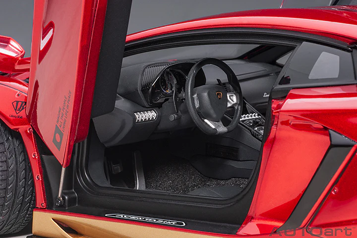AUTOart 1:18 Liberty Walk Lamborghini Aventador Limited Edition in Hyper Red with Gold Accents - Image 5