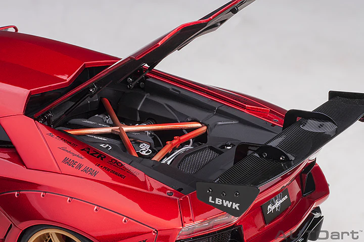 AUTOart 1:18 Liberty Walk Lamborghini Aventador Limited Edition in Hyper Red with Gold Accents - Image 6