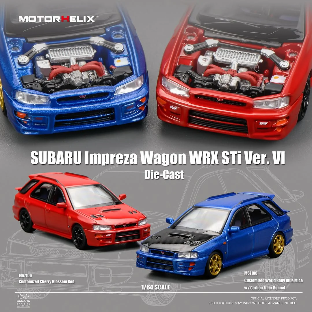 *PREORDER* MotorHelix 1:64 Subaru Impreza Wagon WRX STi Ver. VI Customized in Cherry Red Blossom - Image 5