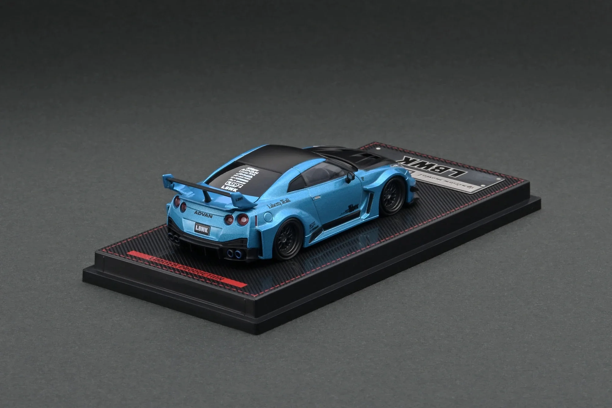 Ignition Model 1:64 Nissan Skyline 35GT-RR LB-Silhouette WORKS GT in Light Blue Metallic - Image 2