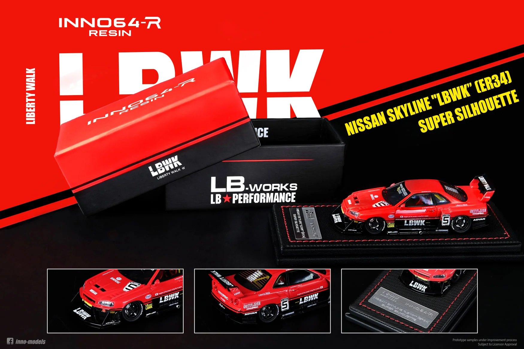 INNO Models 1:64 Nissan Skyline ER34 Super Silhouette Liberty Walk - Image 4