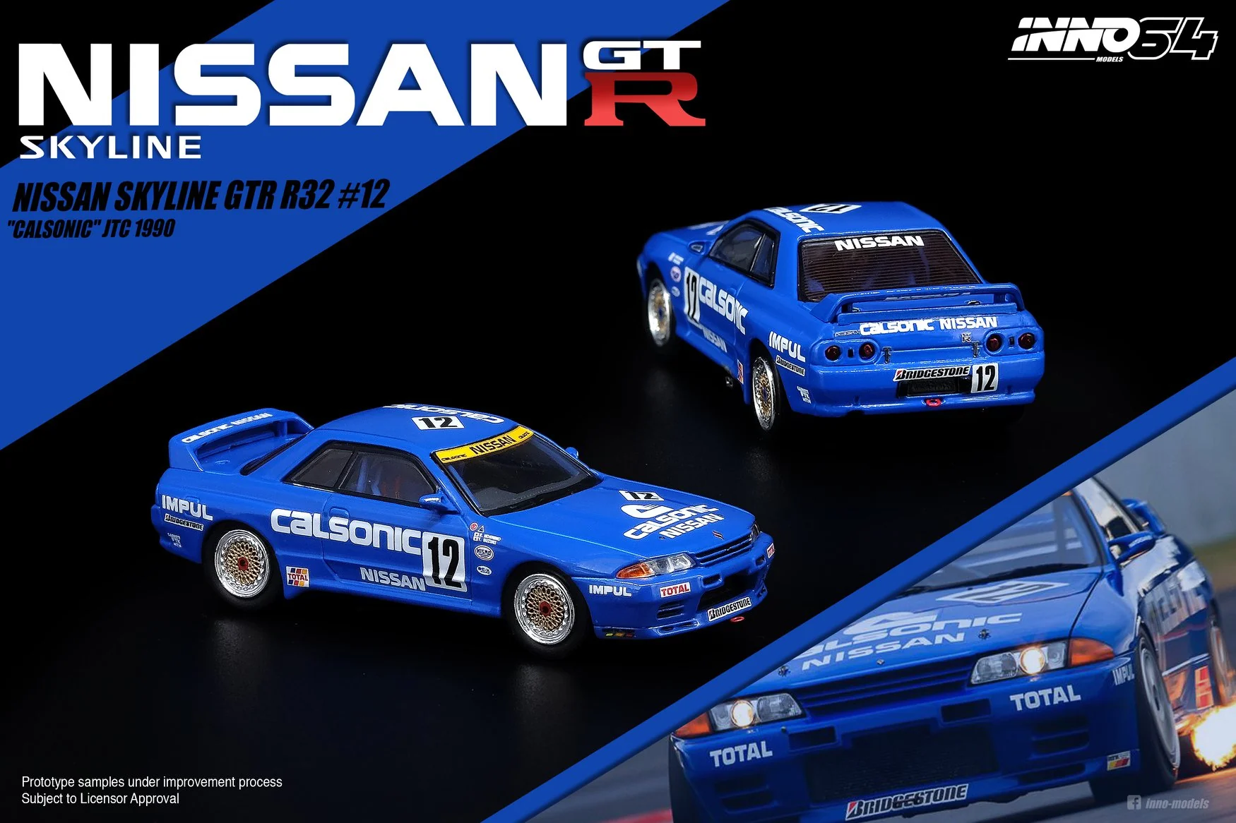 INNO Models 1:64 Nissan Skyline GTR R32 #12 Calsonic JTC 1990 - Image 3