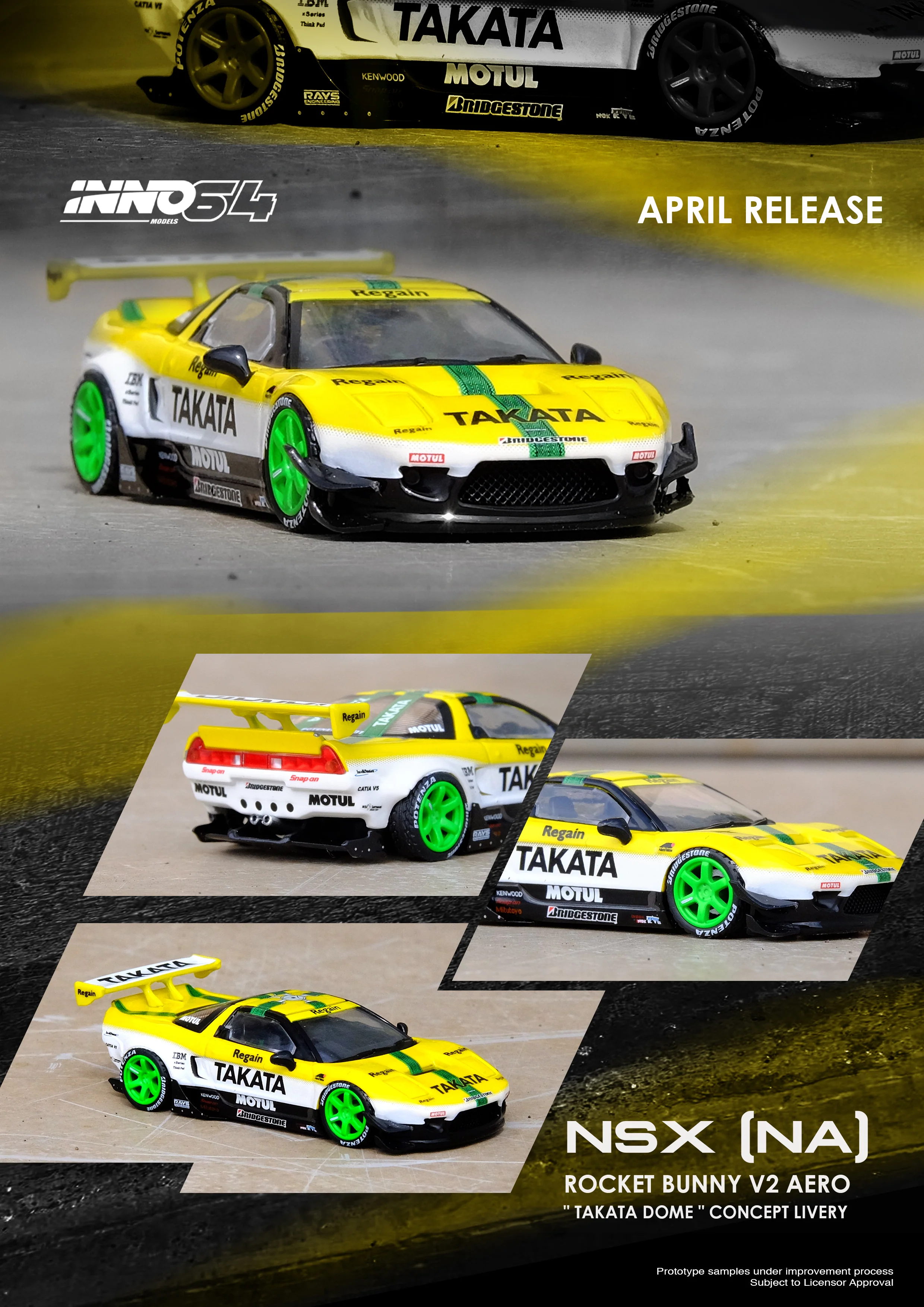 INNO64 1:64 Honda NSX (NA1) Auto Fashion Rocket Bunny V2 Aero "TAKATA DOME" Concept Livery - Image 3