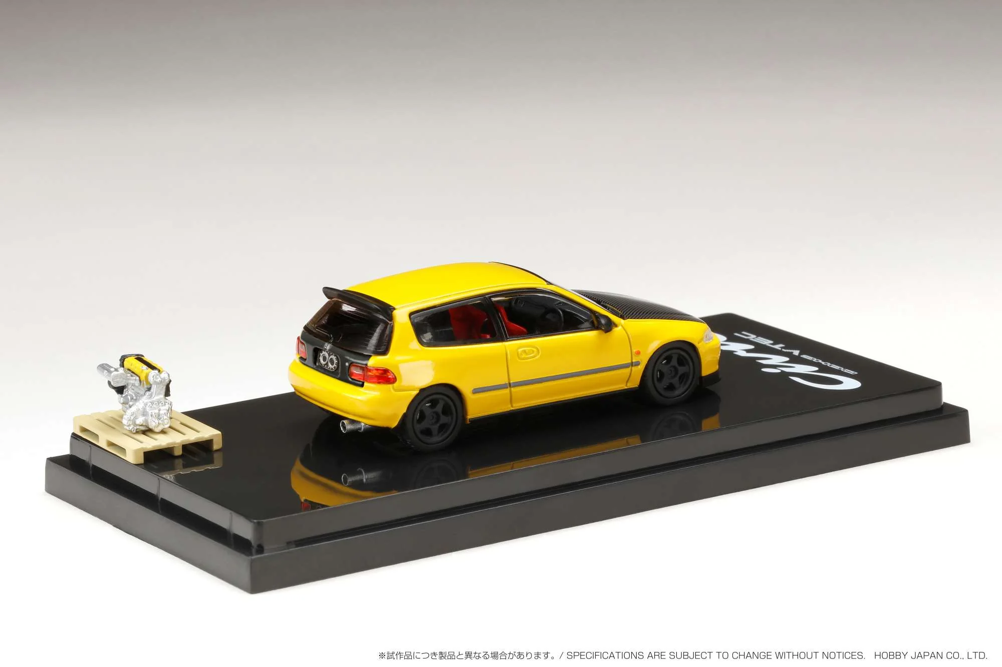 Hobby Japan 1:64 Honda Civic (EG6) Customized Version with Engine Display in Yellow - Image 2