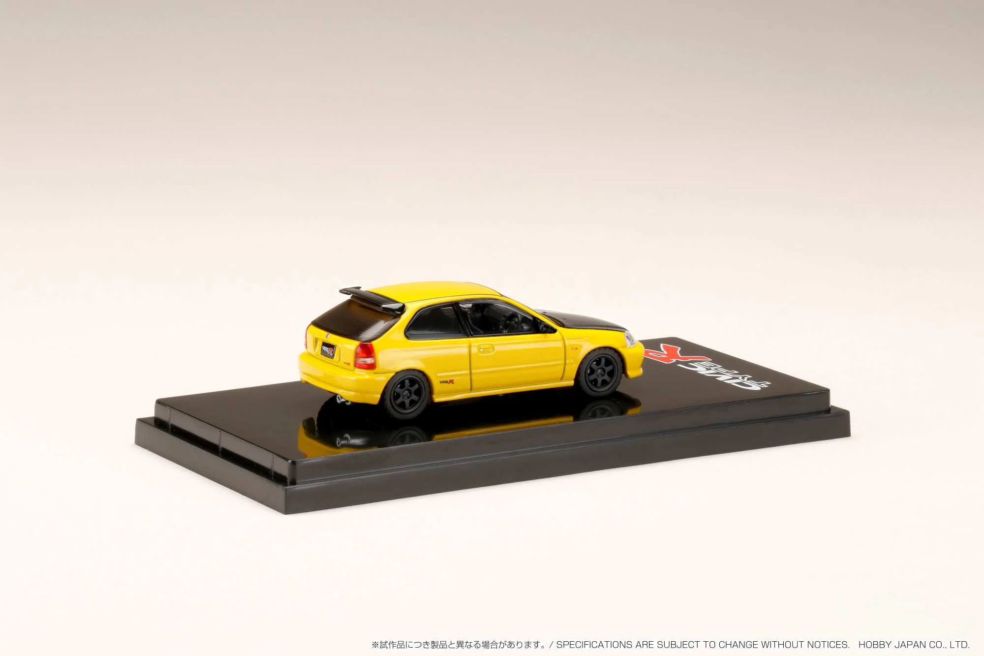 Hobby Japan 1:64 Honda Civic Type-R (EK9) Customized Version with Engine Display in Sunlight Yellow - Image 2