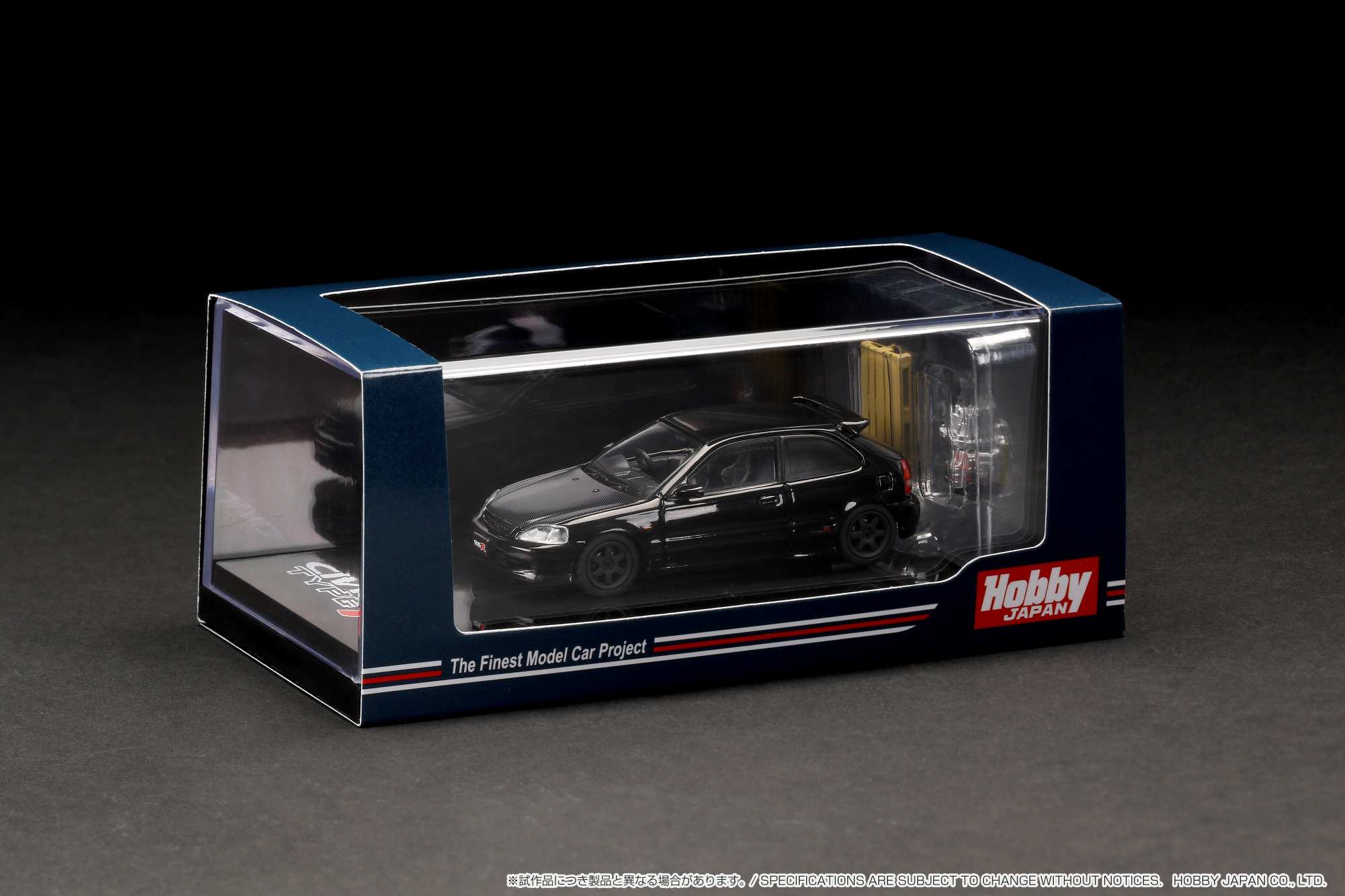 Hobby Japan 1:64 Honda Civic Type-R (EK9) Customized Version with Engine Display in Starlight Black Pearl - Image 3