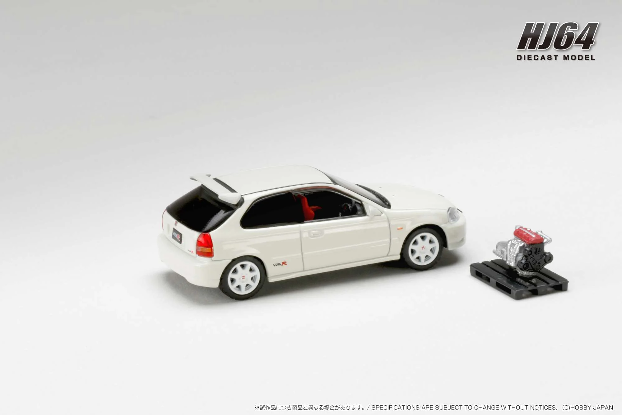Hobby Japan 1:64 Honda Civic Type-R (EK9) Early Version in Championship White with Engine Display - Image 2