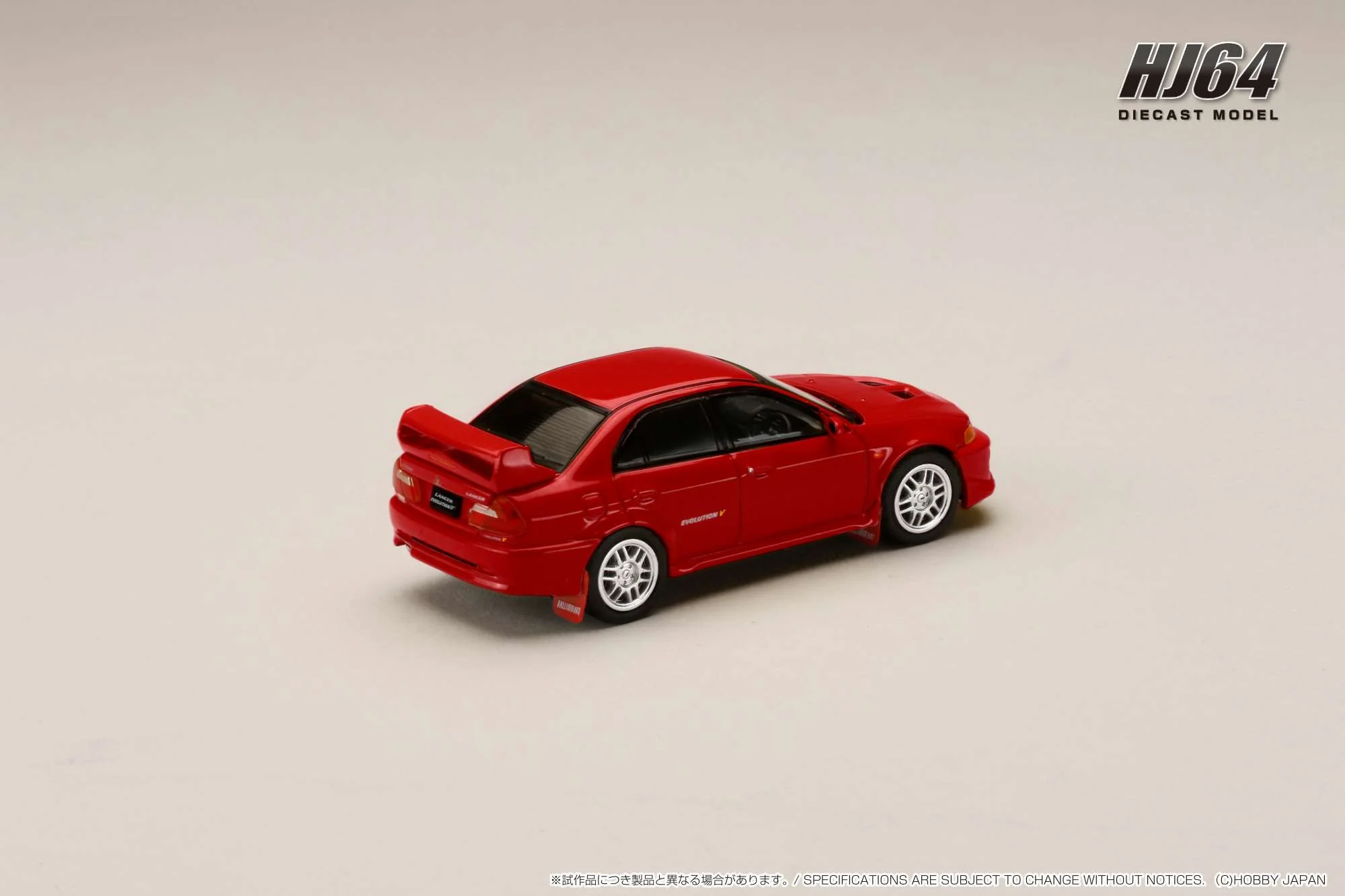 Hobby Japan 1:64 Mitsubishi Lancer GSR EVO V 1998 with Mud Flap in Palma Red - Image 2