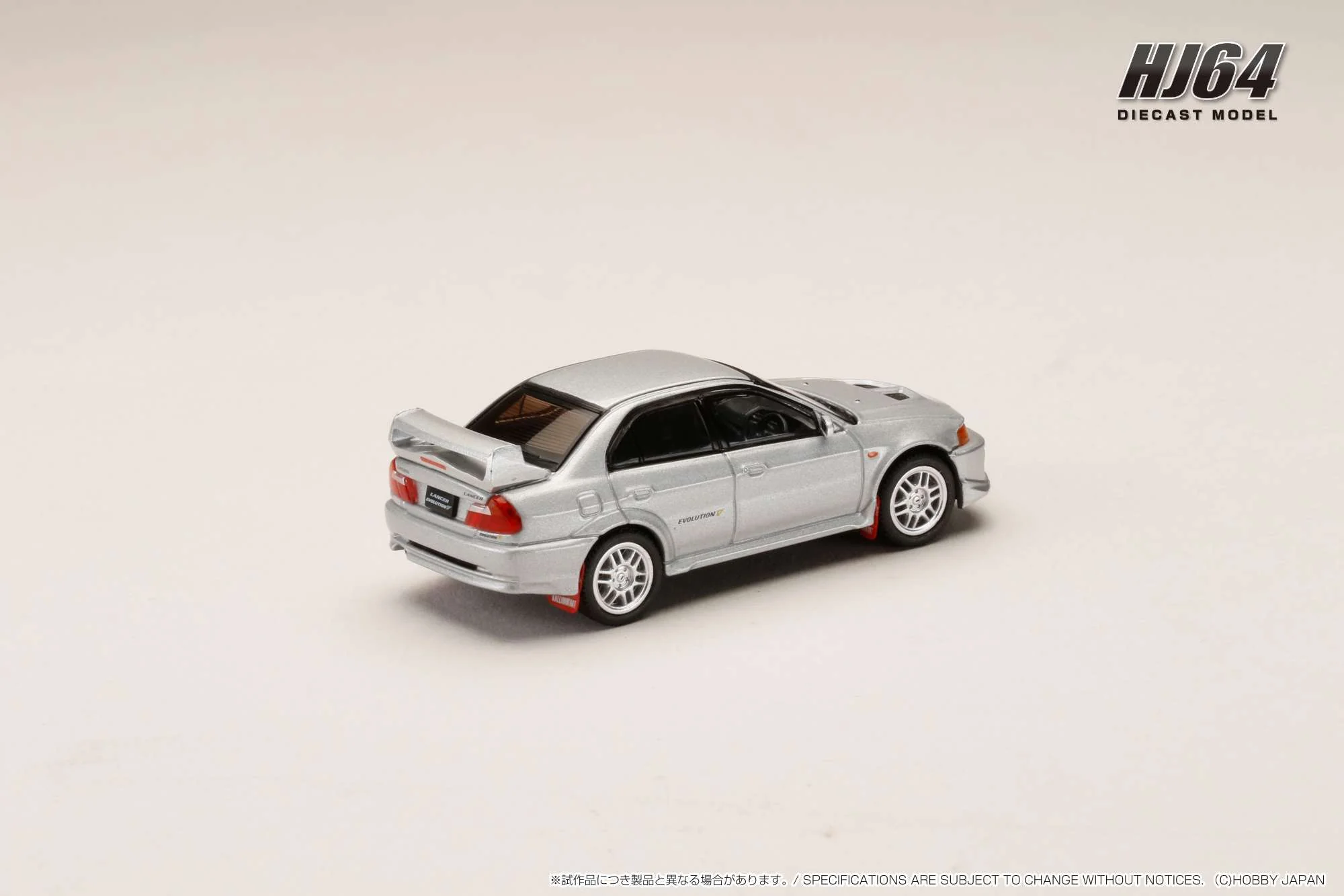 Hobby Japan 1:64 Mitsubishi Lancer GSR EVO V 1998 with Mud Flap in Satellite Silver - Image 2