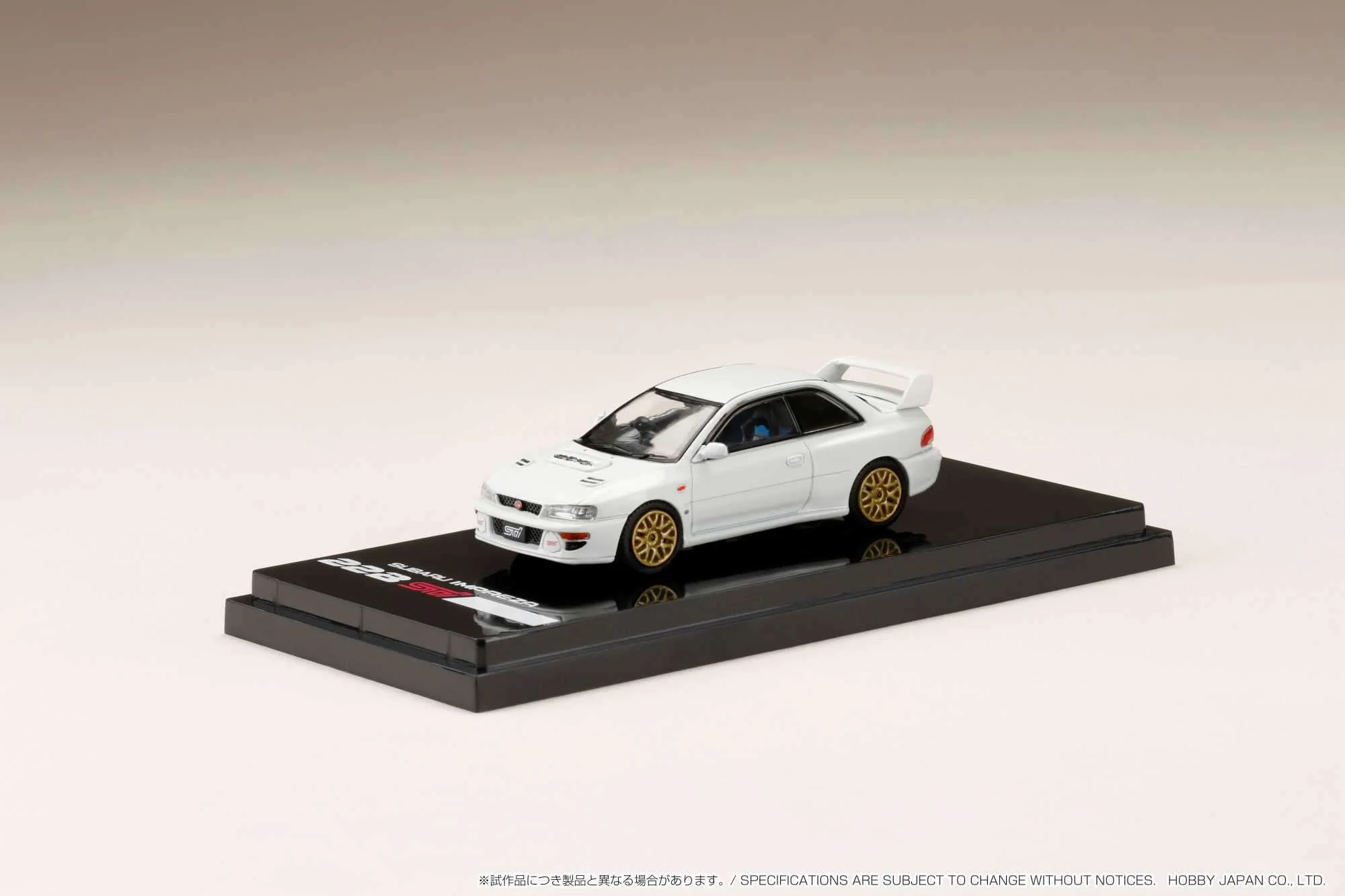 Hobby Japan 1:64 Subaru Impreza 22B STi Version (GC8改) with EJ Engine Display in Fether White - Image 2