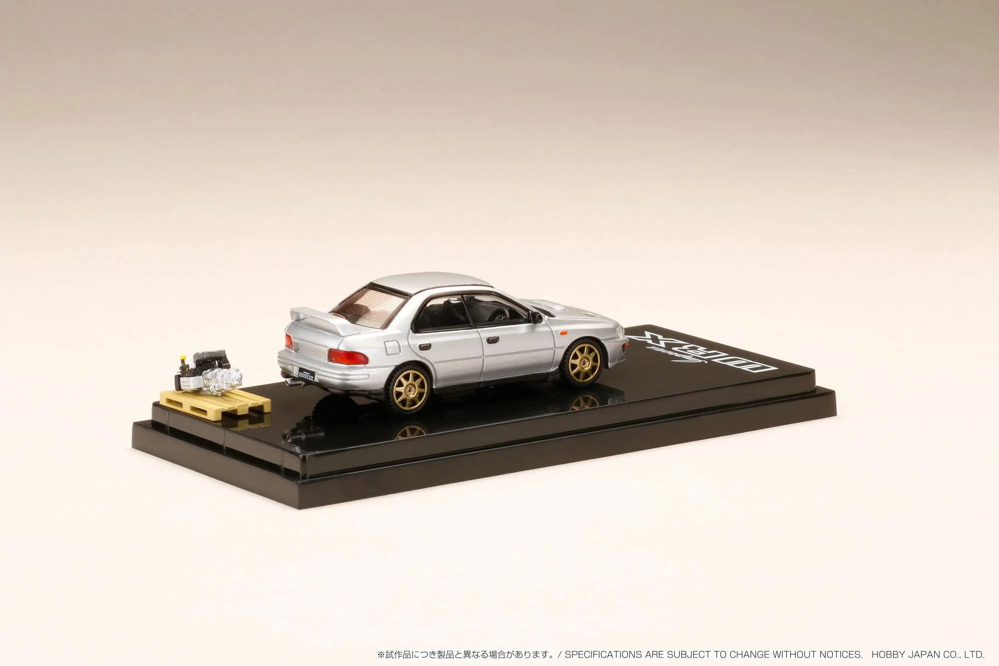 Hobby Japan 1:64 Subaru Impreza WRX (GC8) 1992 with Engine Display Custom Version in Silver Metallic - Image 2