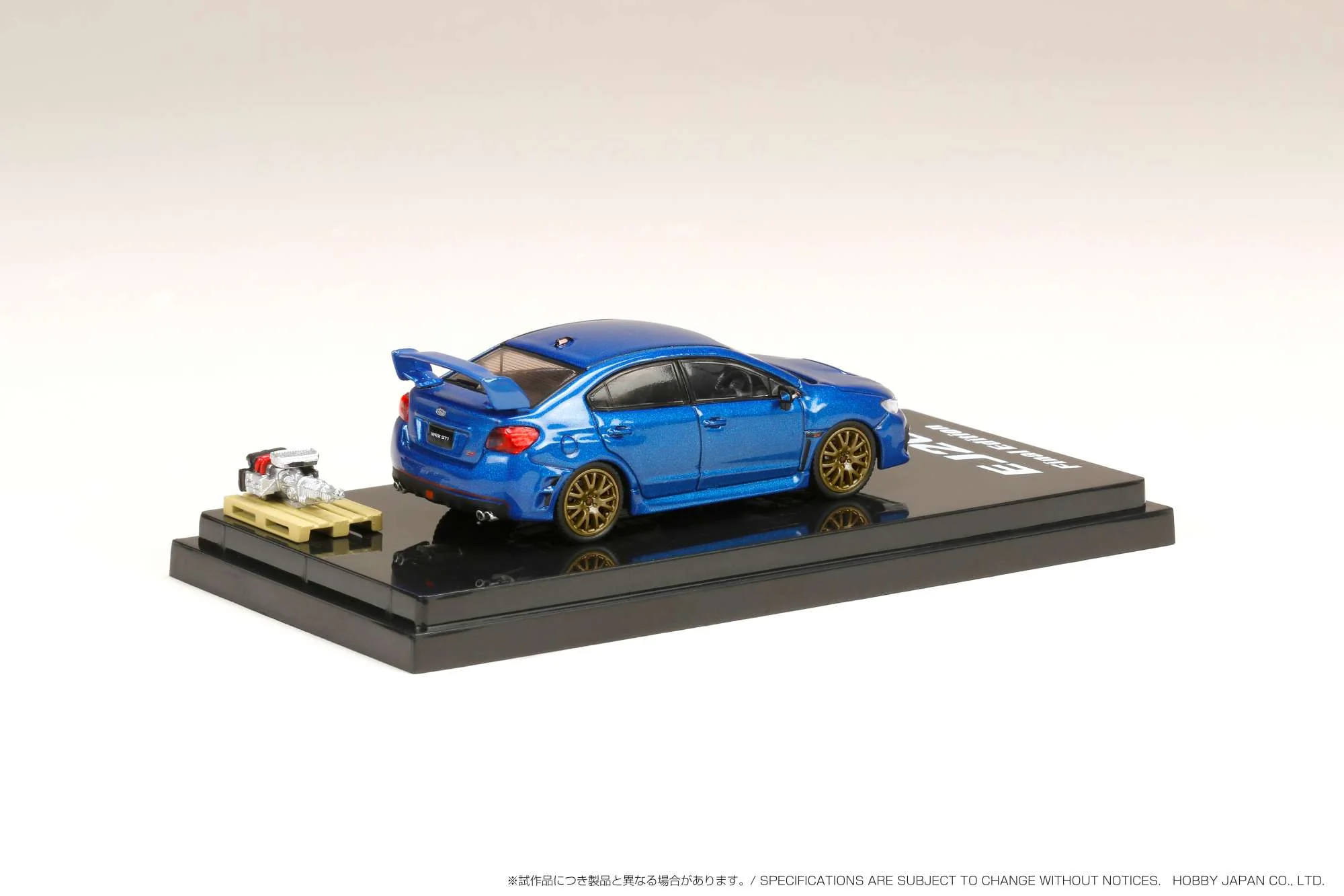 Hobby Japan 1:64 Subaru WRX STI EJ20 Final Edition With Engine Display Model in WR Blue Pearl - Image 2