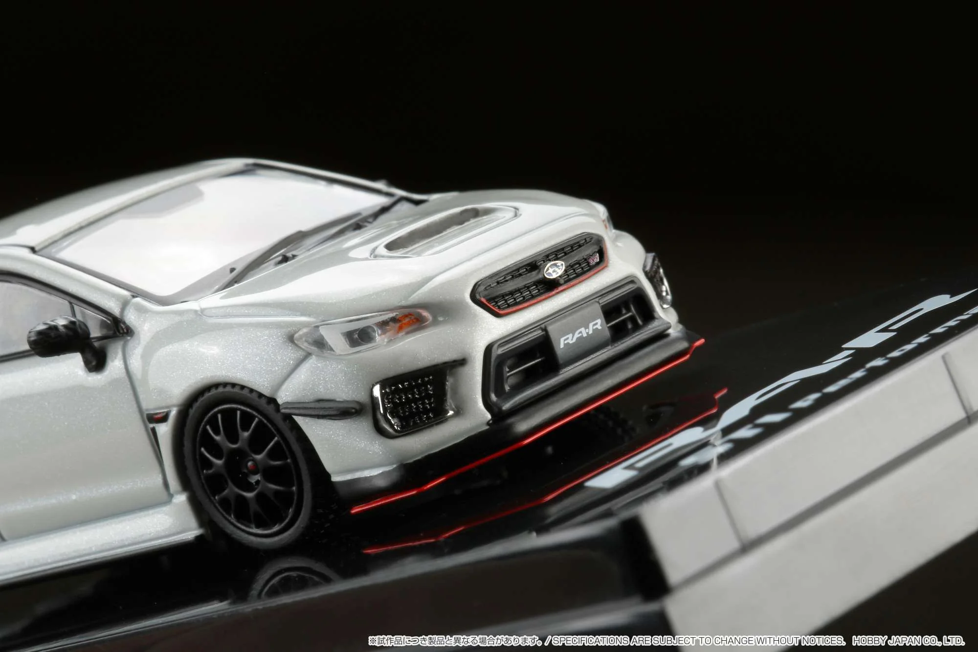 Hobby Japan 1:64 Subaru WRX STI RA-R Full-Option / With Engine Display Model in Crystal White Pearl - Image 4
