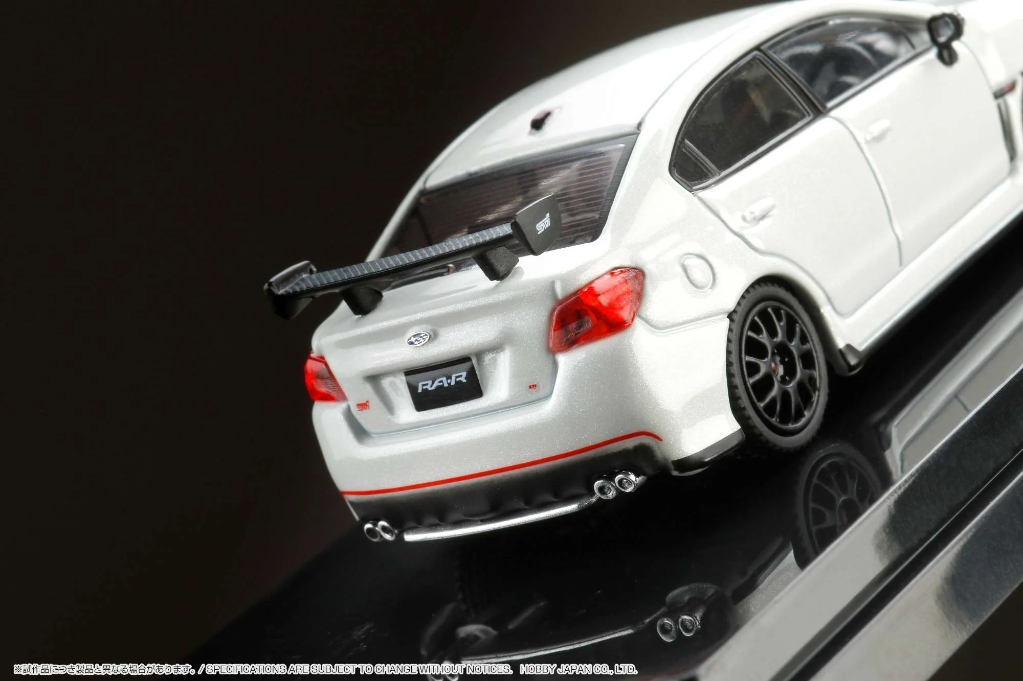 Hobby Japan 1:64 Subaru WRX STI RA-R Full-Option / With Engine Display Model in Crystal White Pearl - Image 5