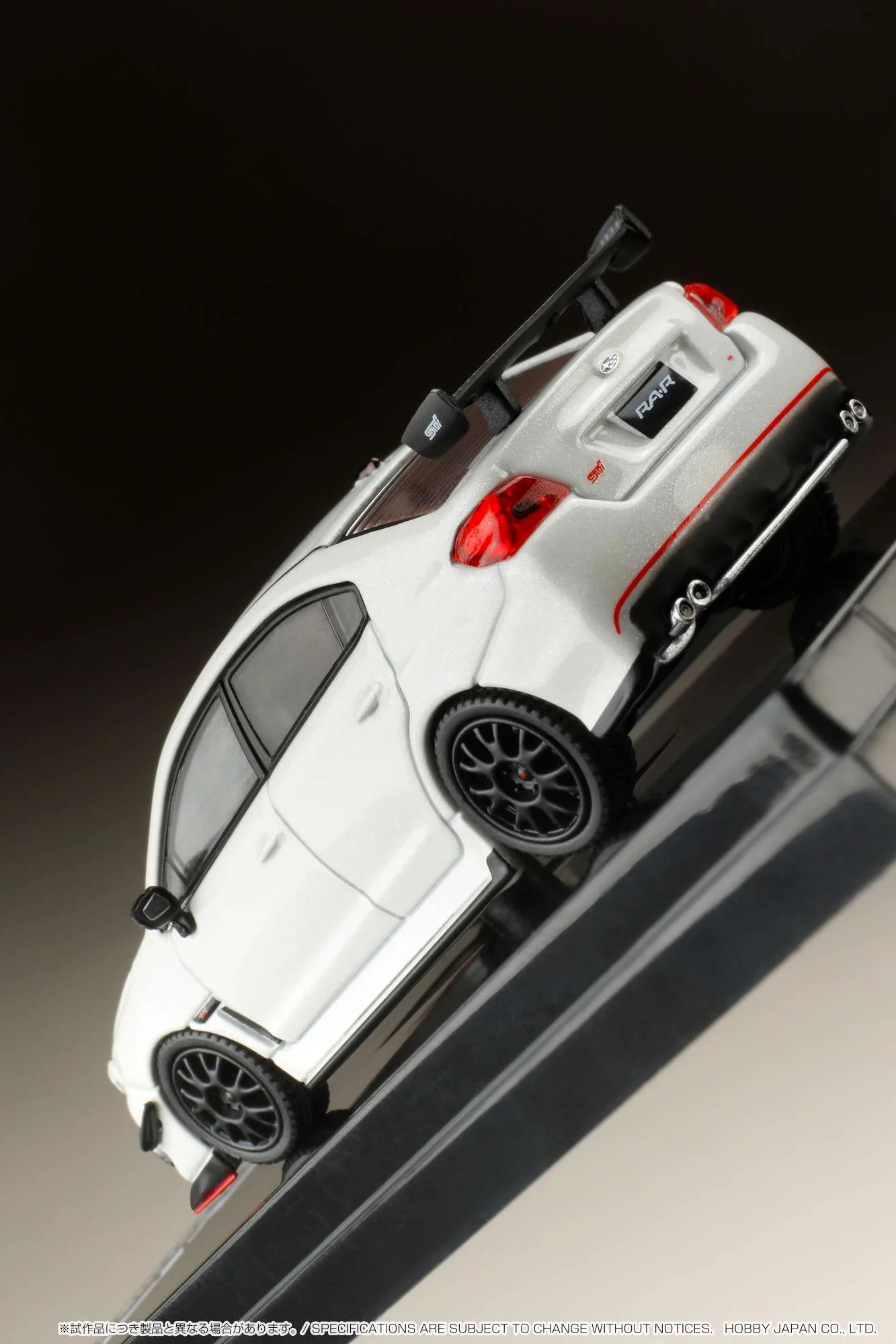Hobby Japan 1:64 Subaru WRX STI RA-R Full-Option / With Engine Display Model in Crystal White Pearl - Image 7