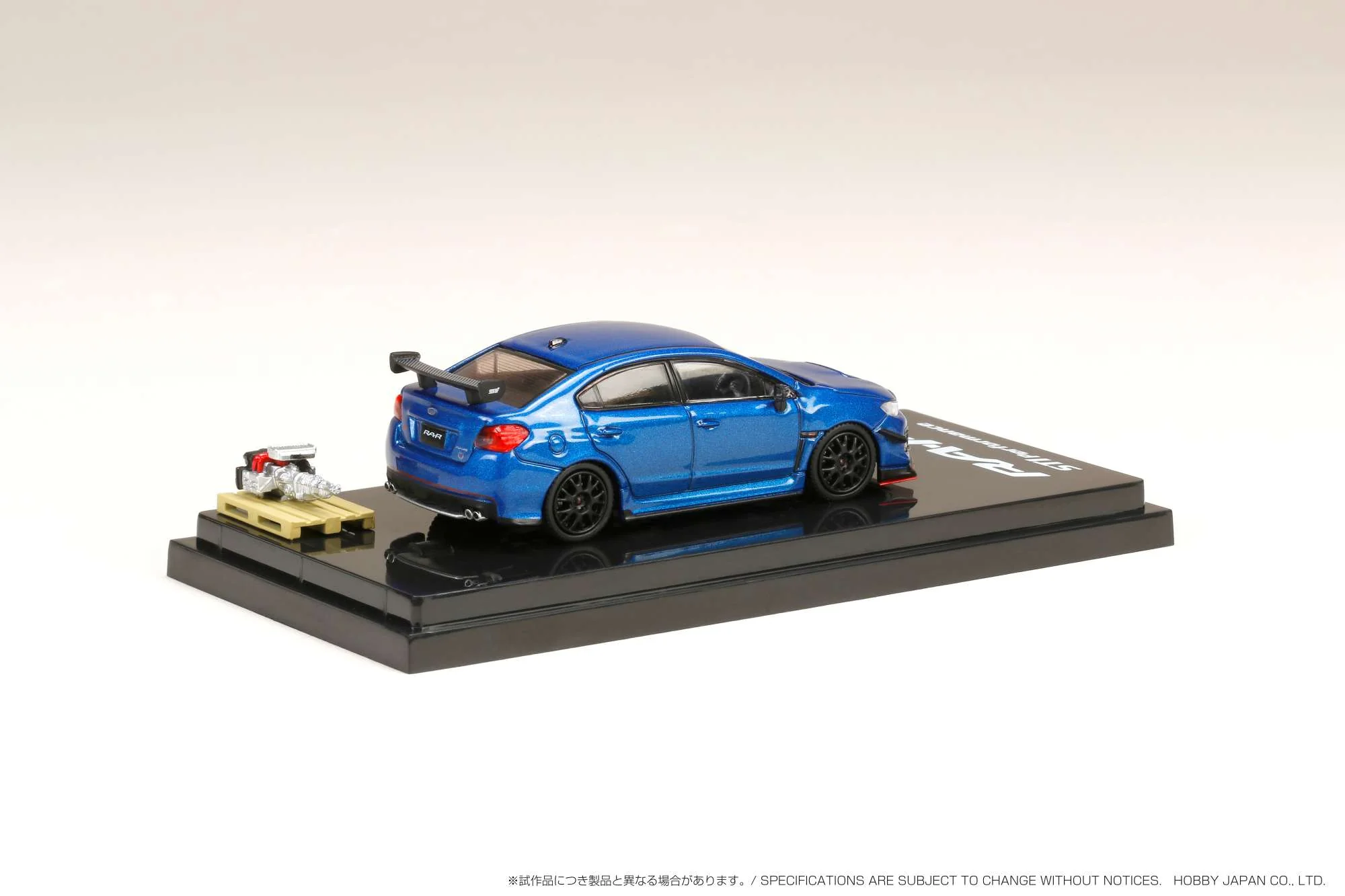 Hobby Japan 1:64 Subaru WRX STI RA-R Full-Option / With Engine Display Model in WR Blue Pearl - Image 2