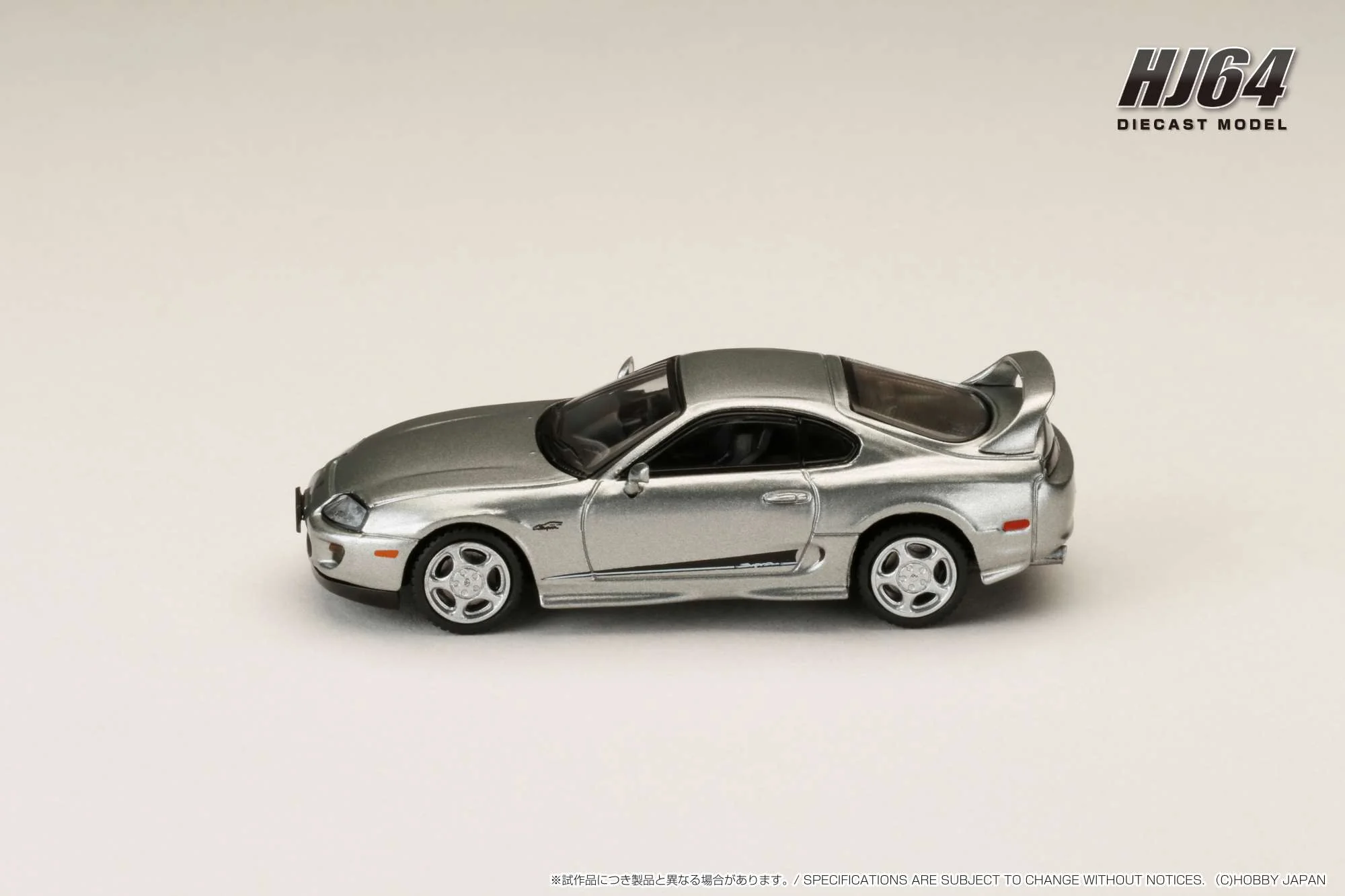 Hobby Japan 1:64 Toyota SUPRA RZ (JZA80) Custom Version with Active Spoiler in Silver Metallic Graphite - Image 2
