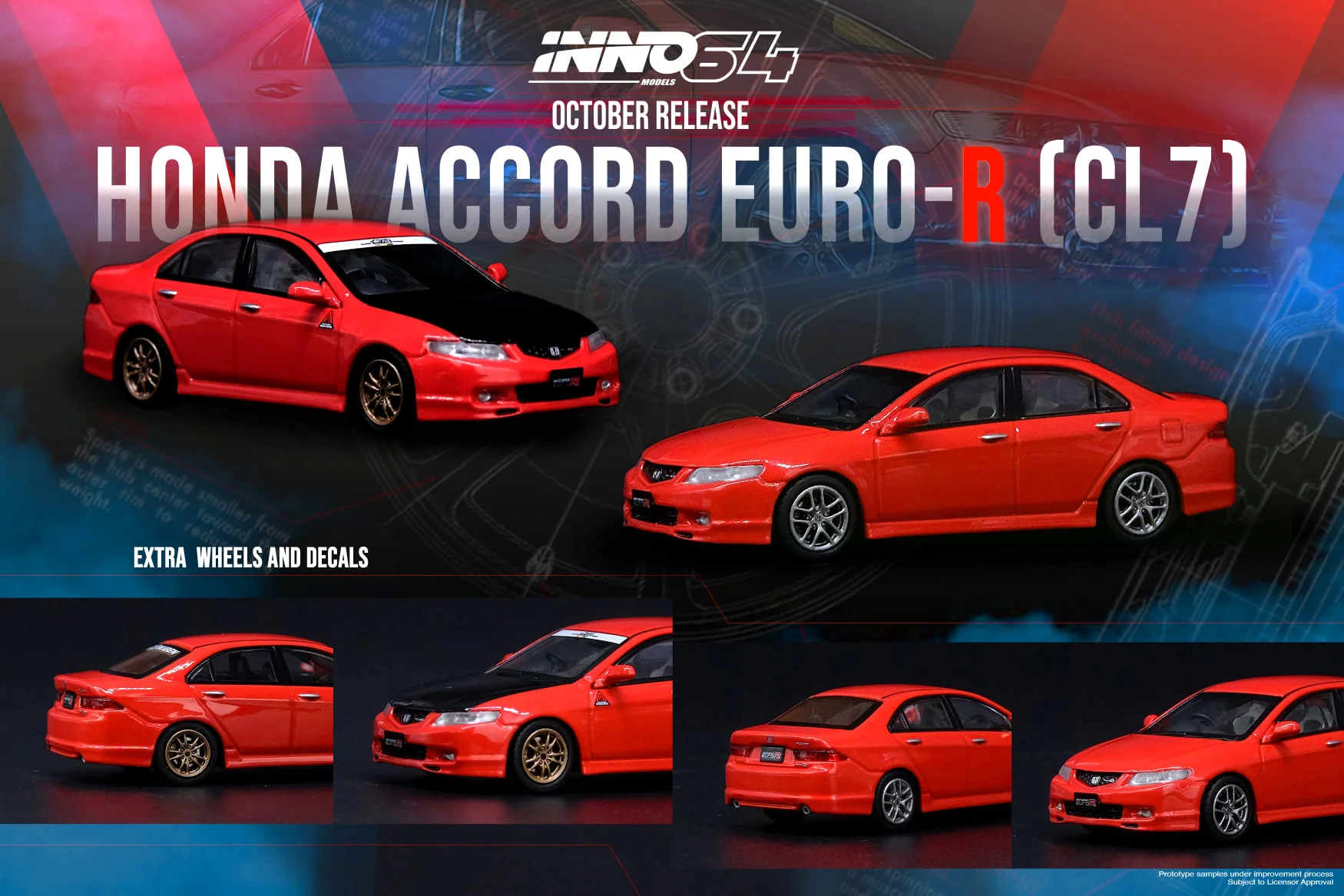 INNO Models 1:64 Honda Accord Euro-R (CL7) Milano Red - Image 5