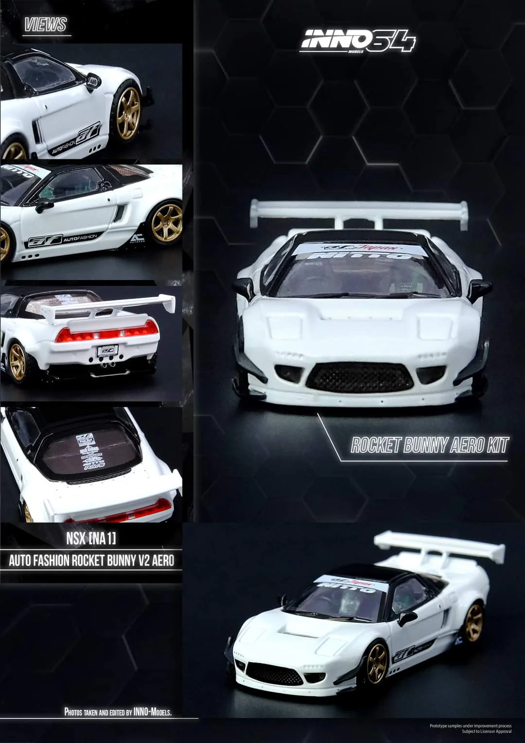 INNO64 1:64 Honda NSX (NA1) Auto Fashion Rocket Bunny V2 Aero in White - Image 2