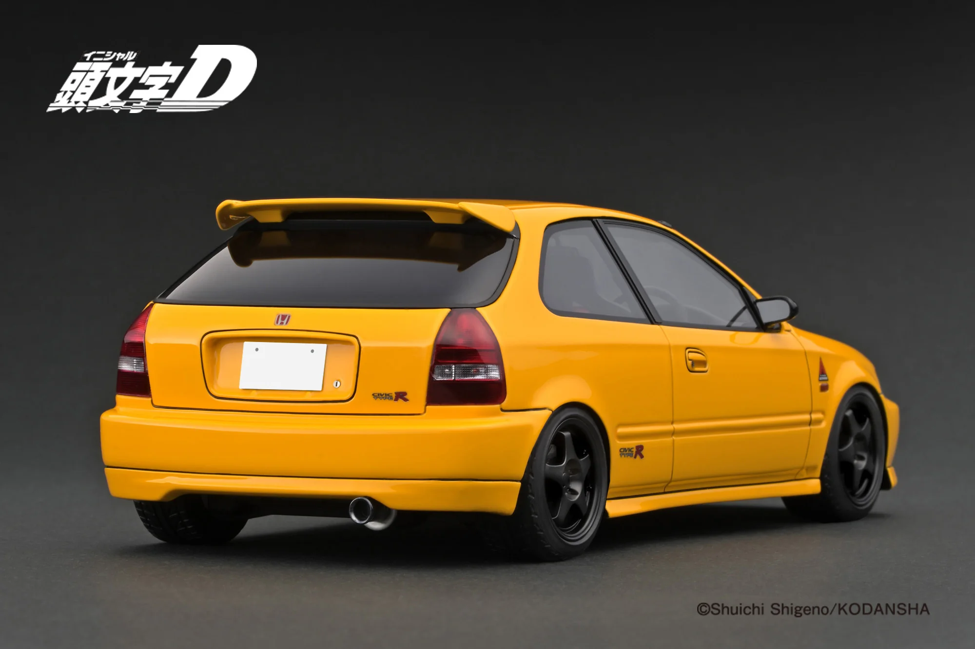 Ignition Model 1:18 Honda Civic (EK9) Type-R in Yellow Initial D with Carbon Bonnet - Image 3