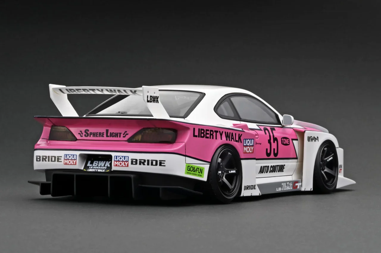 Ignition Model 1:18 Nissan Silvia (S15) LBWK Super Silhouette in White / Pink - Image 2