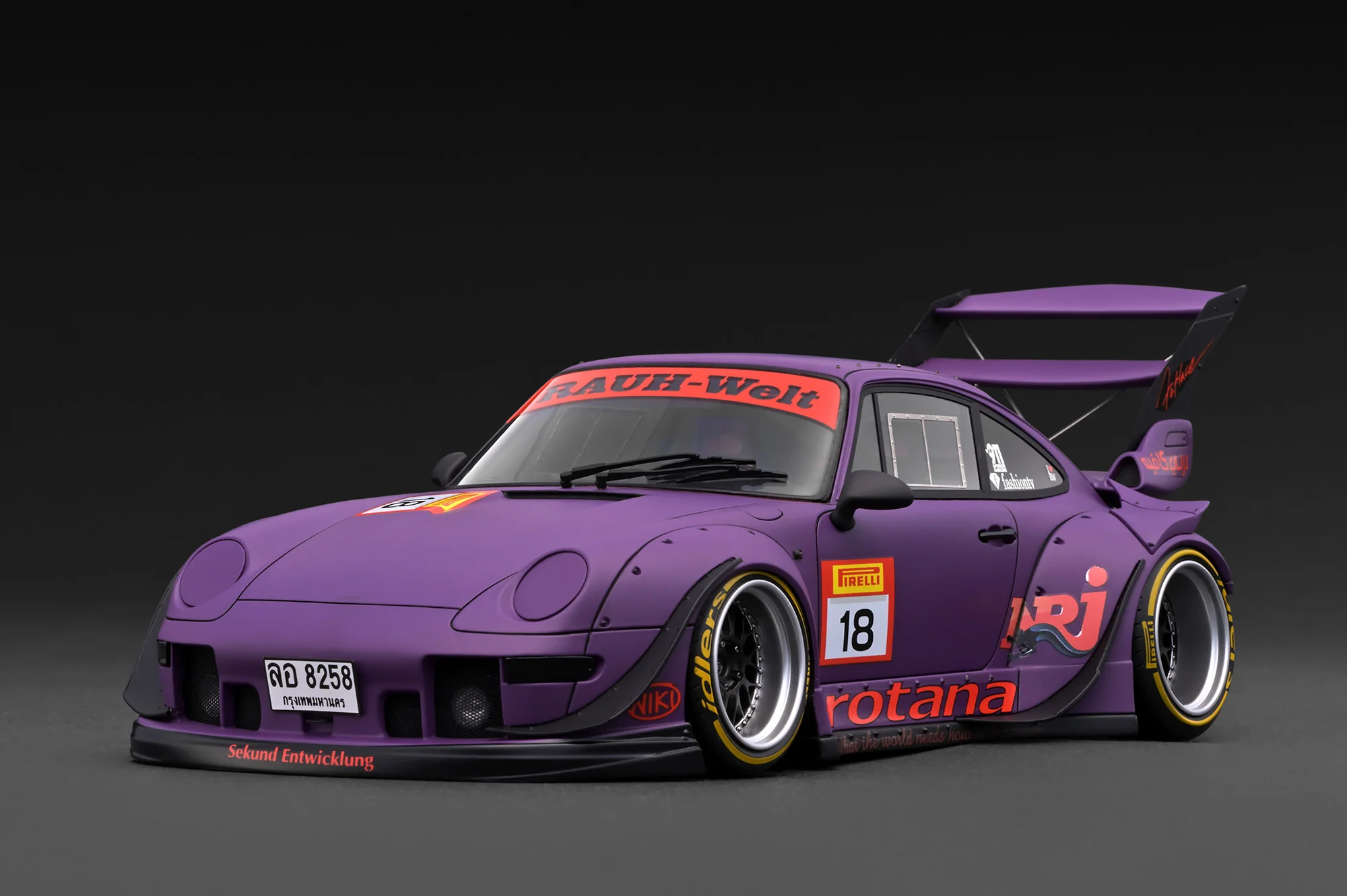 *PREORDER* Ignition Model 1:18 Porsche RWB 993 in Matte Purple with Mr. Nakai Figure - Image 3