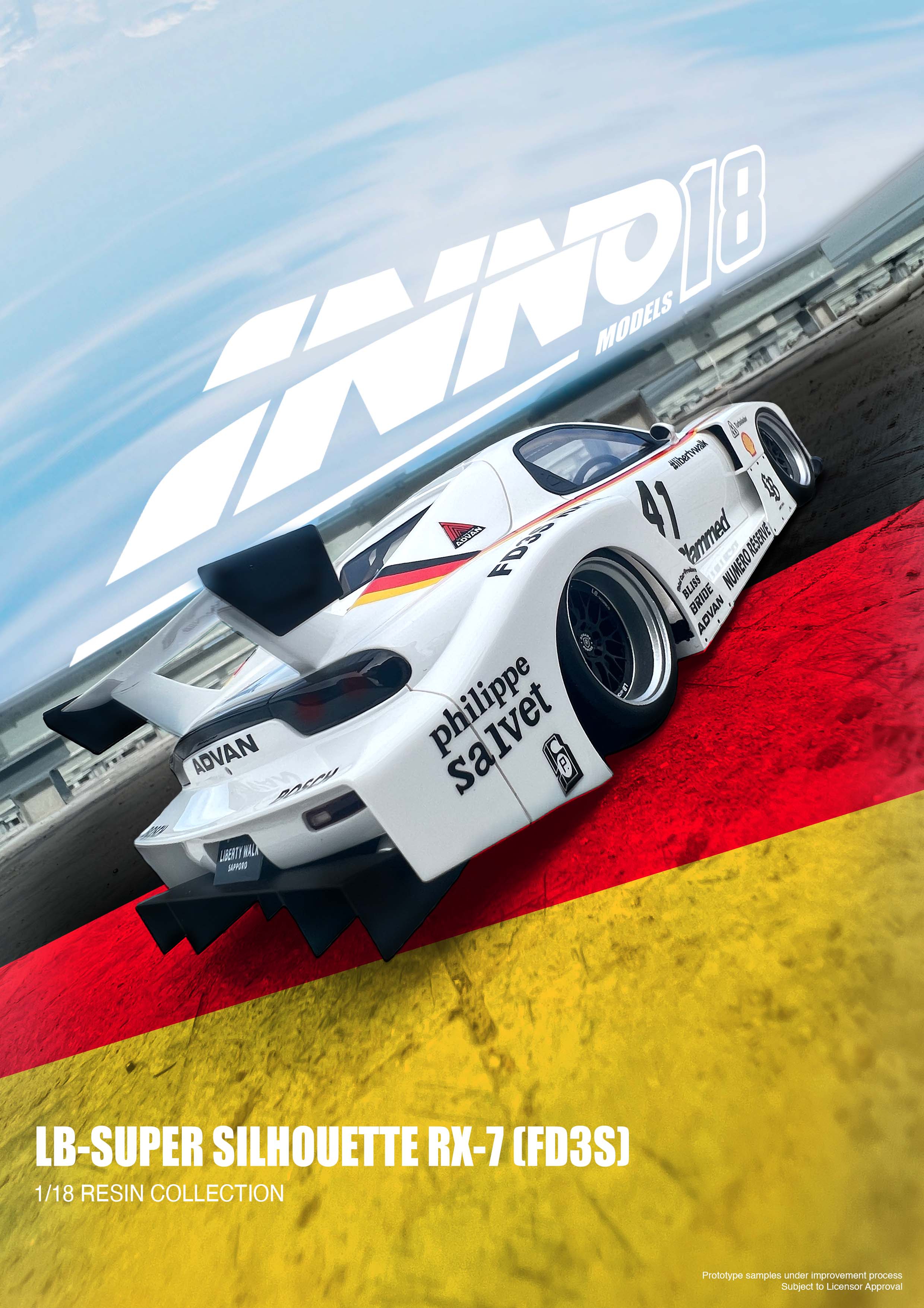INNO Models 1/18 Mazda RX-7 (FD3S) Super Silhouette LBWK in White - Image 4