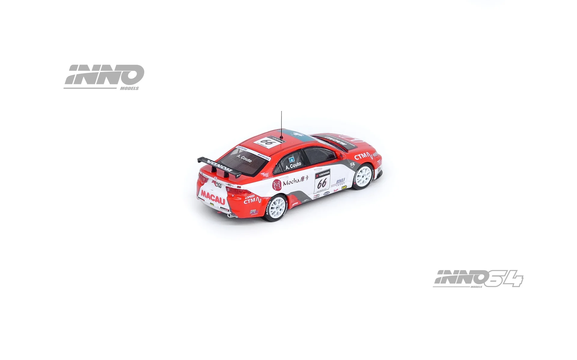 INNO Models 1:64 Honda Accord Euro-R (CL7) #66 "N. Technology" Macau World Touring Car Championship 2008 - Andre Couto - Image 2