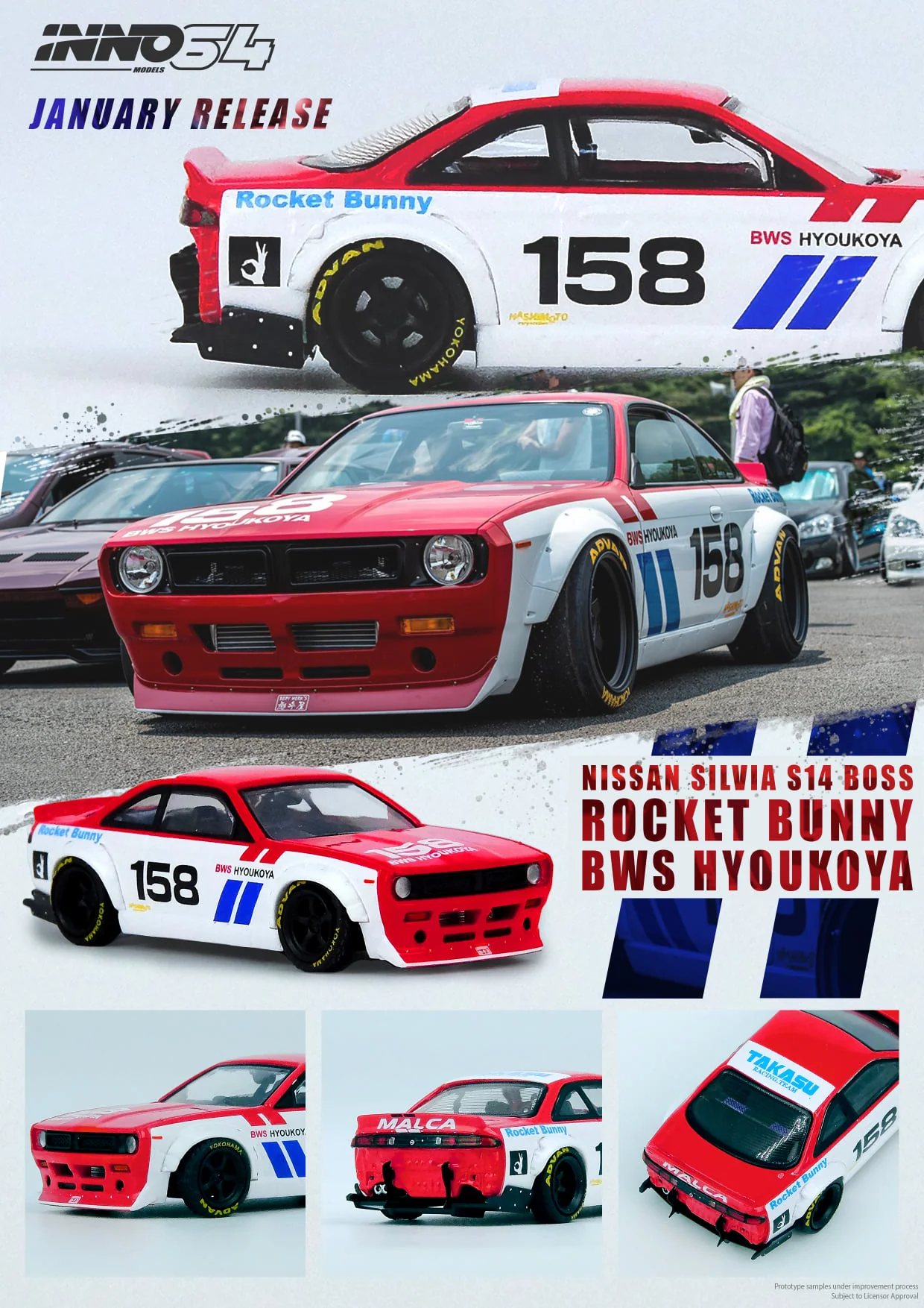 INNO Models 1:64 Nissan Silvia S14 Rocket Bunny Boss Aero BWS Hyoukoya - Image 2