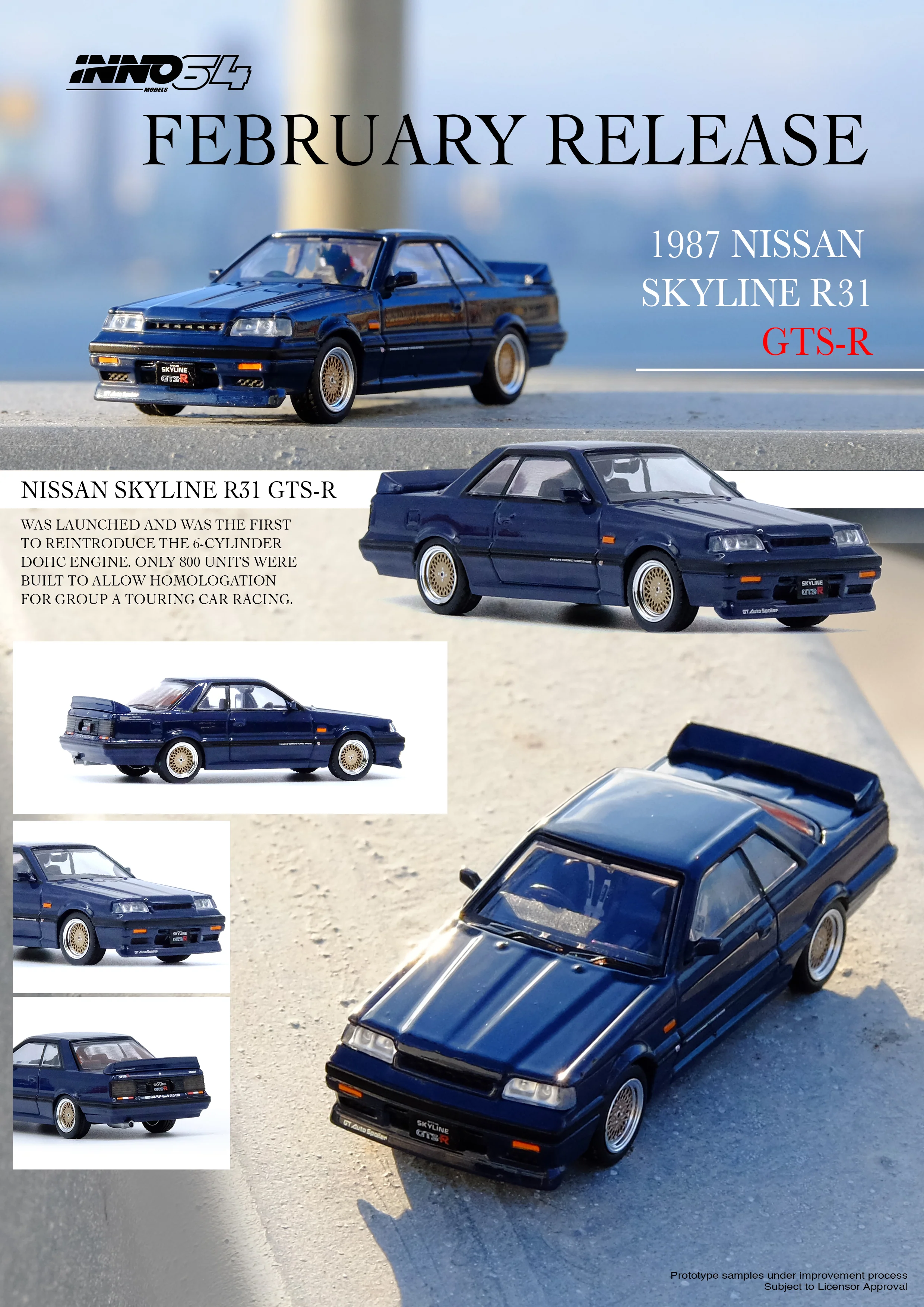 INNO Models 1:64 Nissan Skyline GTS-R (R31) in Dark Blue - Image 3