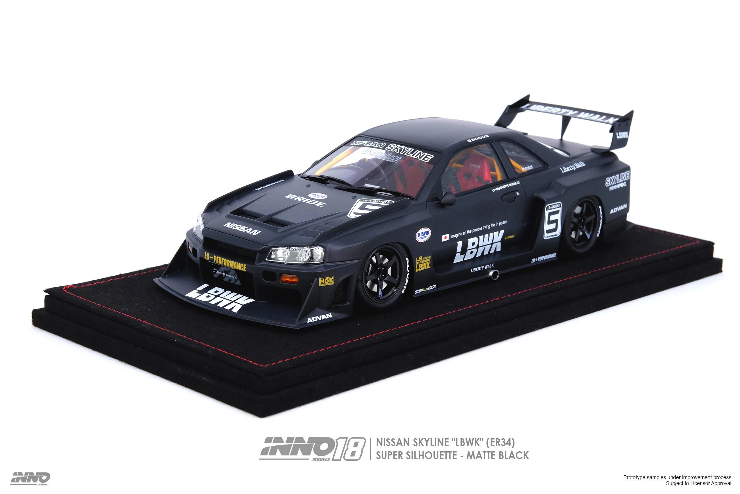INNO18 1:18 Nissan Skyline (ER34) Super Silhouette "LBWK" Matte Black - Image 2
