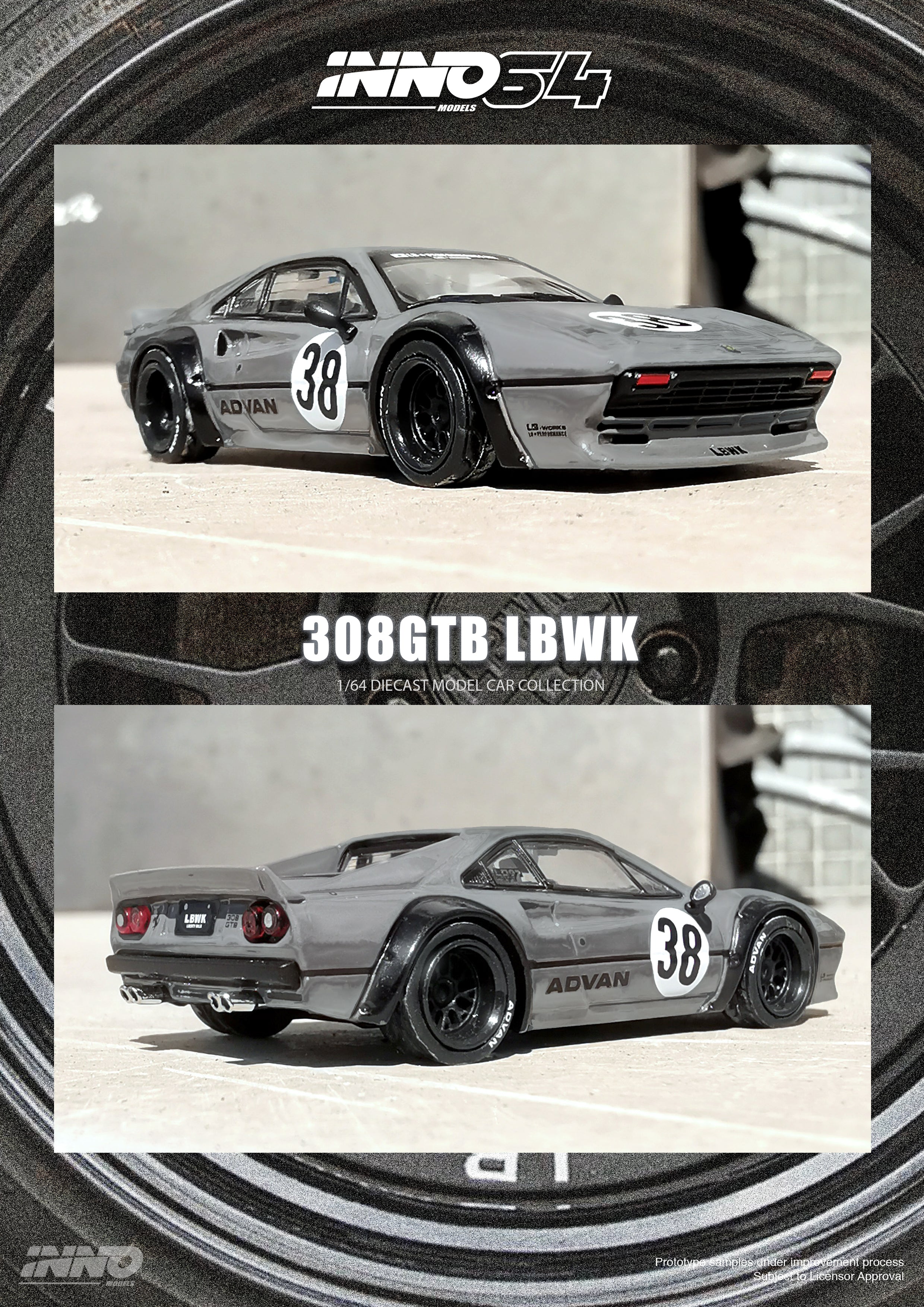 INNO64 1/64 Ferrari 308 GTB Liberty Walk in Grey - Image 4