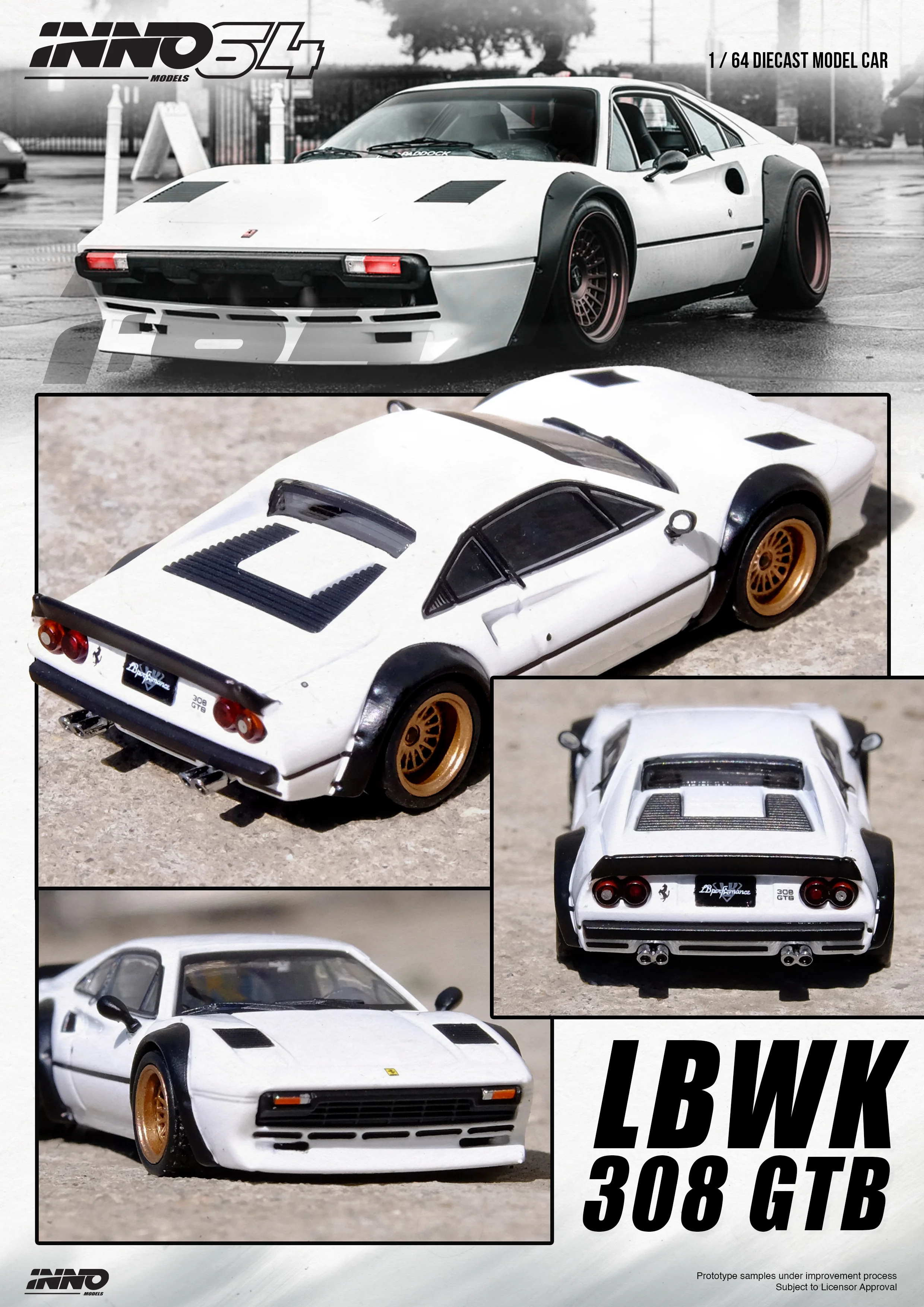 INNO64 1:64 Ferrari 308 GTB Liberty Walk in White - Image 5
